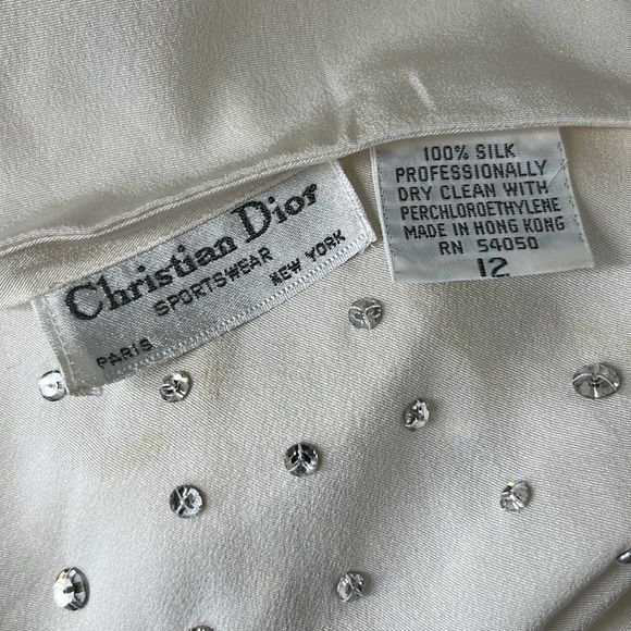 Dior × Vintage VTG Christian Dior Silk Rhinestone Cami 80's Size XL / US 12-14 / IT 48-50 - 7 Thumbnail