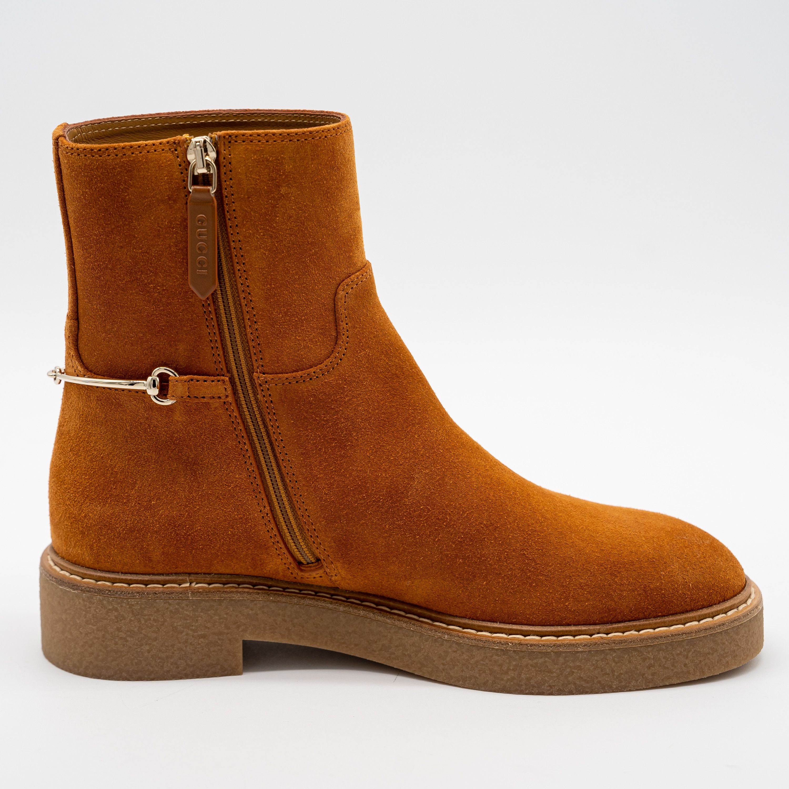 Gucci 40G Gucci Slim Horsebit Brown Suede Ankle Boots Booties Size US 10 / IT 40 - 4 Thumbnail