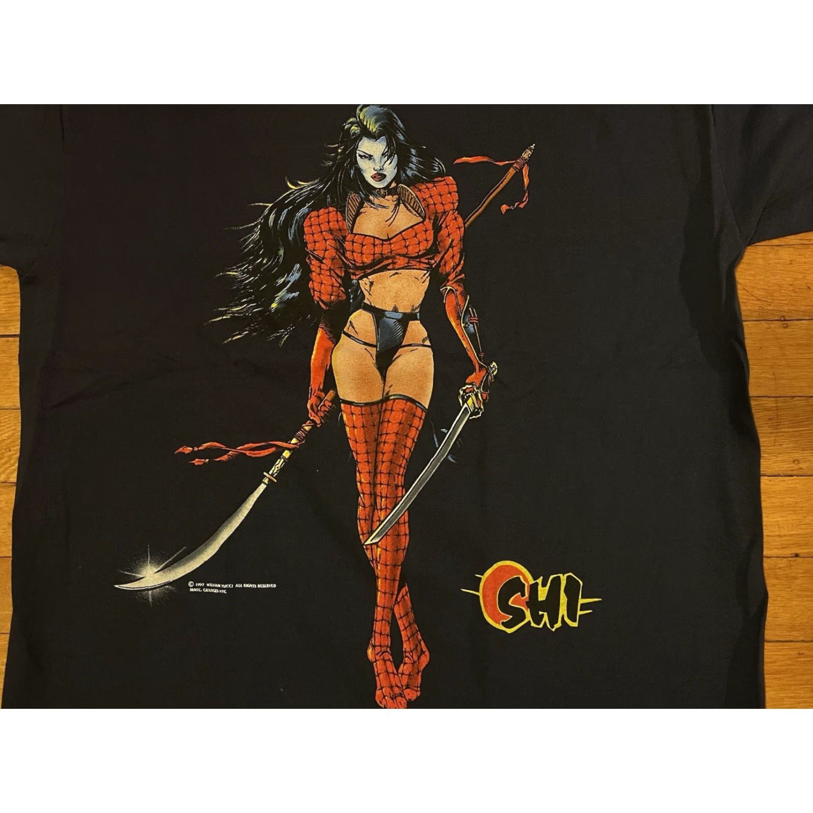 Anvil VINTAGE Shi Comic Images Shirt XL Black Anvil T-Shirt Men’s Crew Neck Short Sleeve Graphic Print 1990s Retro Anime Cartoon Comics Punk Size US XL / EU 56 / 4 - 5 Thumbnail