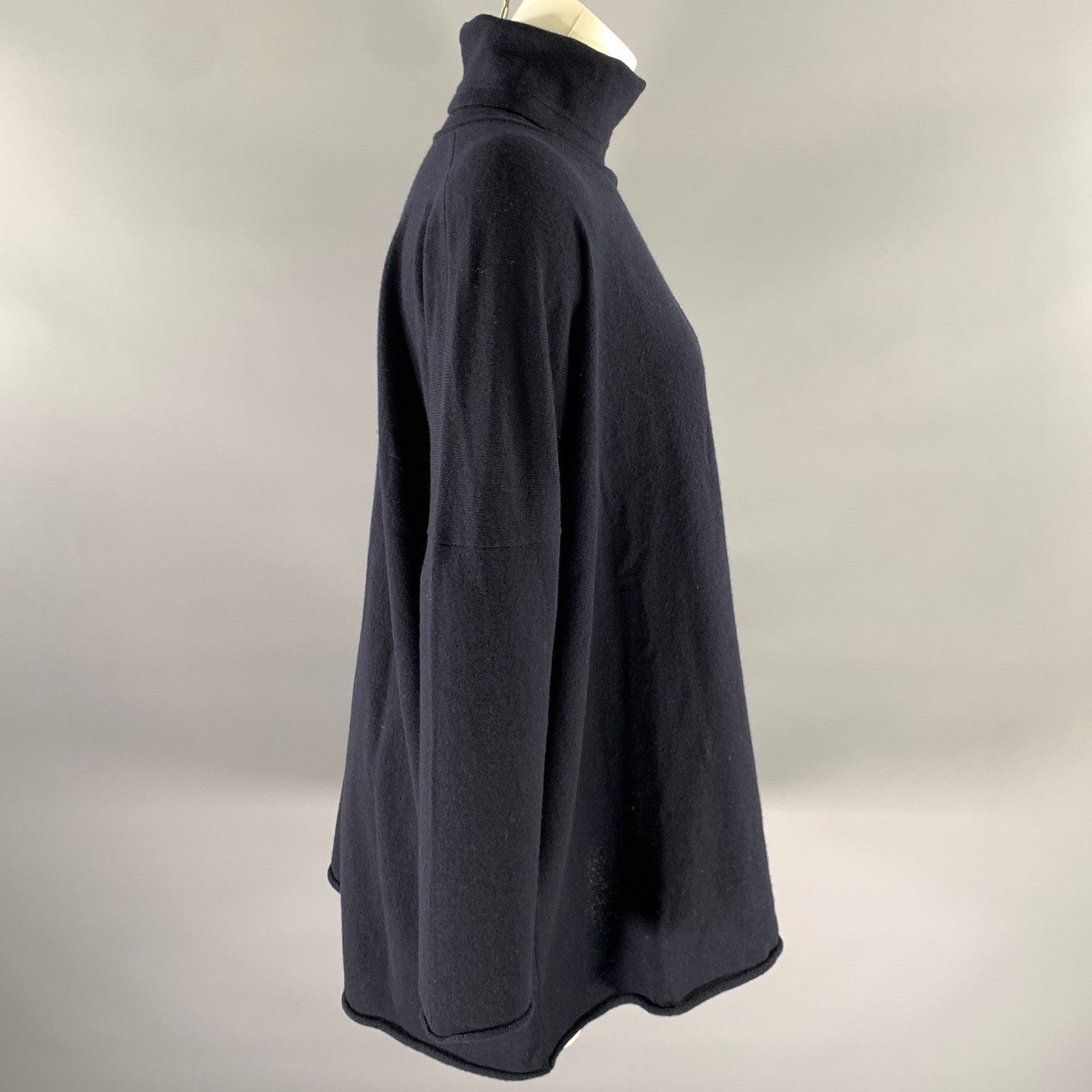 eskandar ESKANDAR Size M Navy Cashmere Turtleneck Sweater Size ONE SIZE - 3 Thumbnail