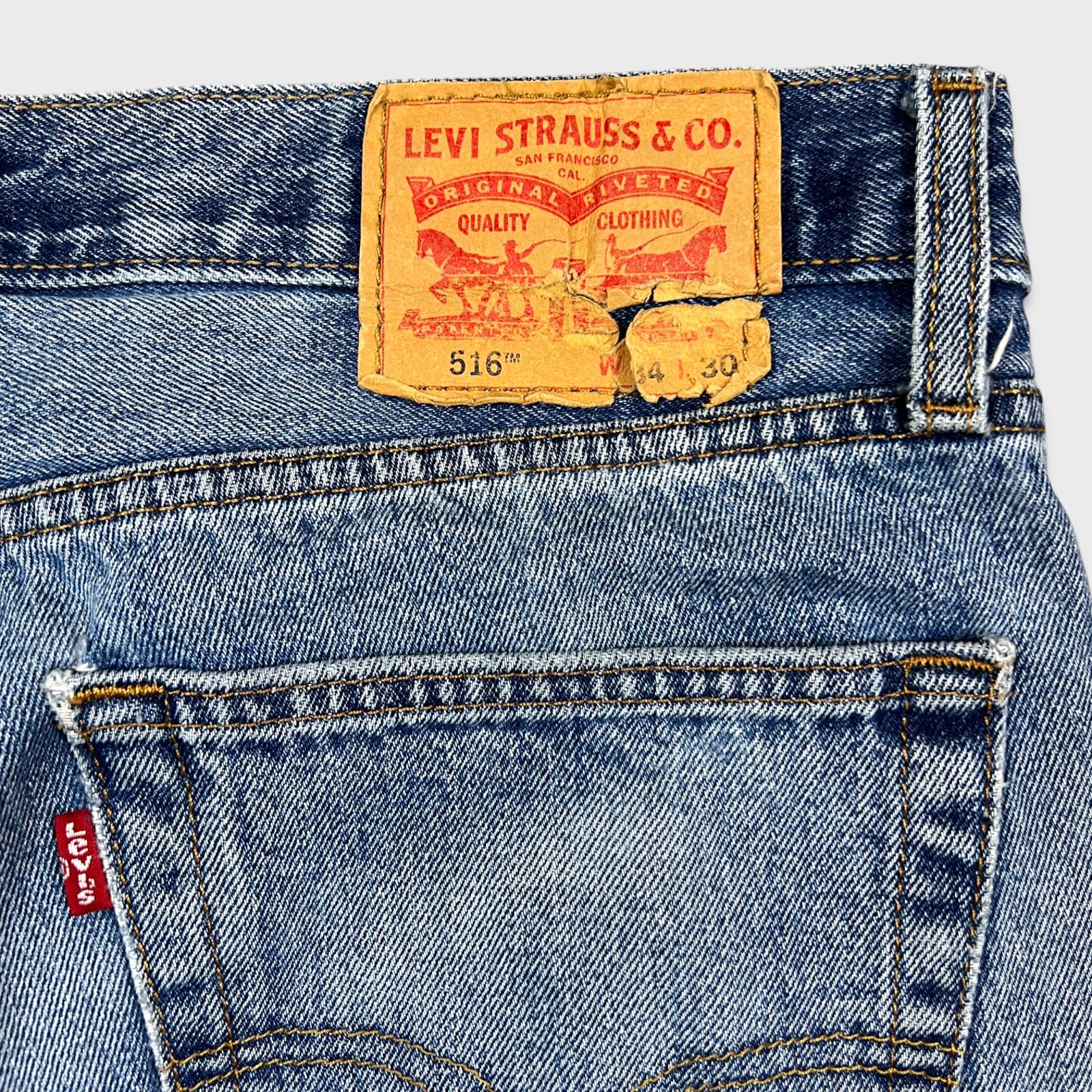 Levi's × Vintage Levi's 516 Jeans 34x28 Straight Leg Distressed Denim Pants Size US 34 / EU 50 - 8 Thumbnail