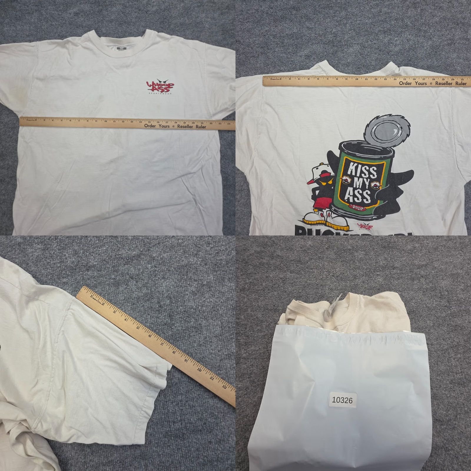 Vintage VINTAGE Whoop Ass Sportswear Shirt XL White Can of Whoop Ass stains Mens T-Shirt 90s Size US XL / EU 56 / 4 - 9 Thumbnail