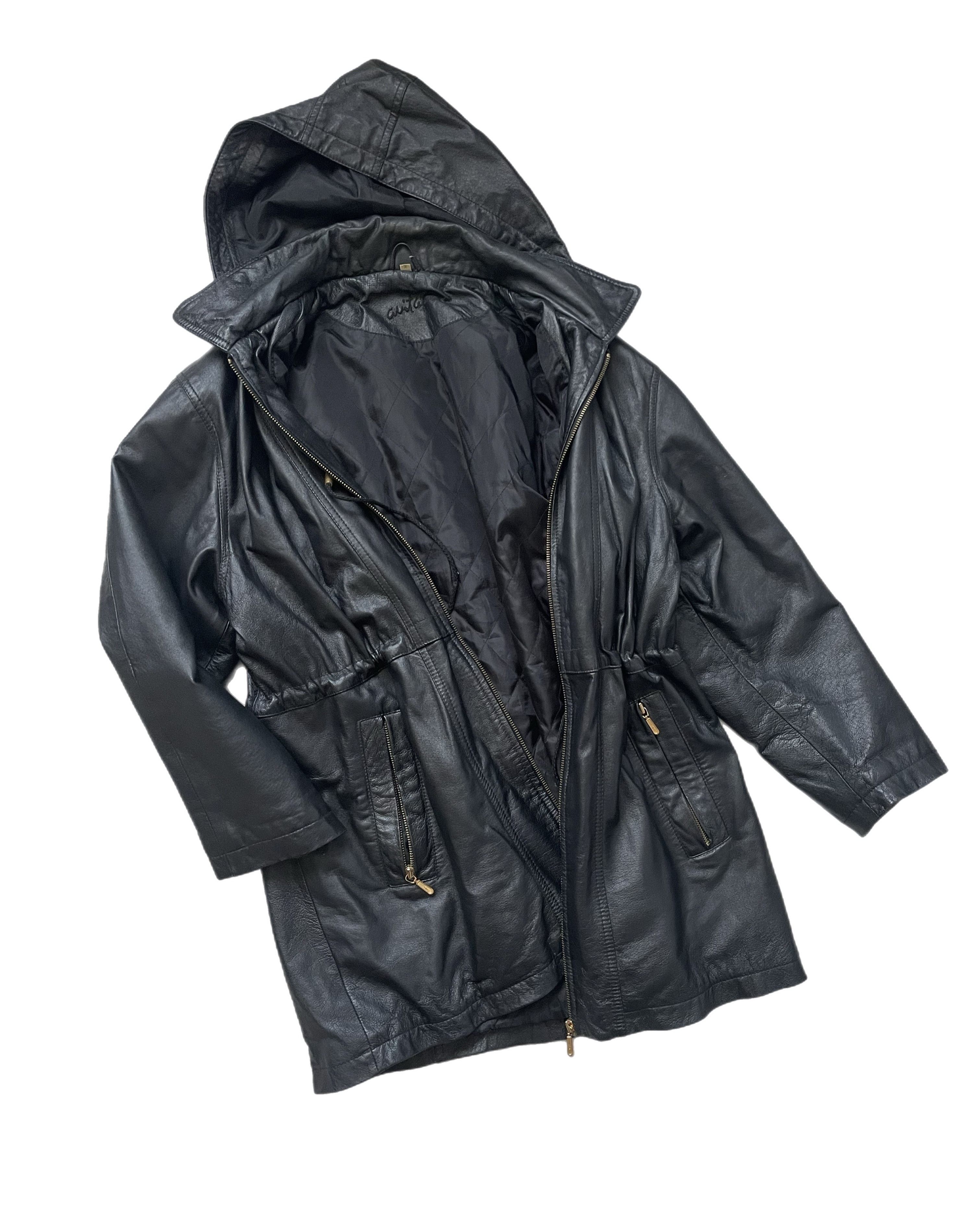 Other Women's Leather Jacket Avitano M Vintage Black 90s 1990s Size M / US 6-8 / IT 42-44 - 3 Thumbnail
