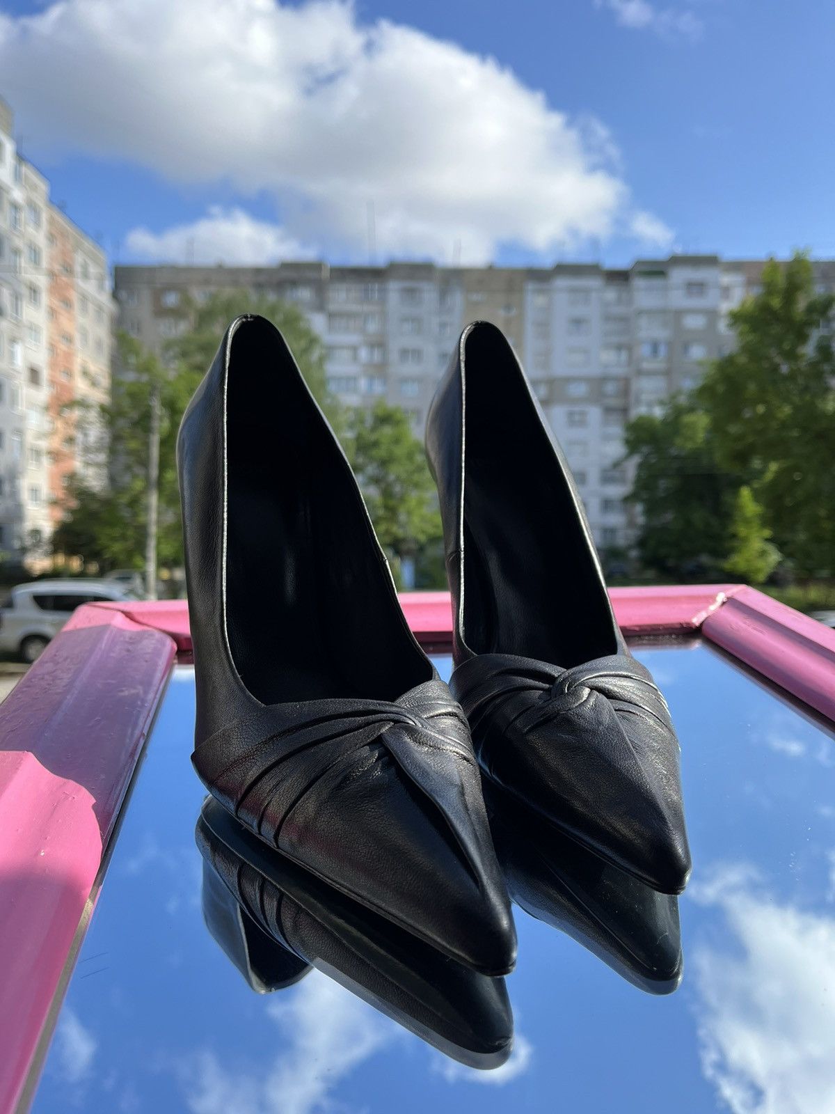 image of Designer Rrp 350$ New! Maje Vintage Leather Heels Shoes in Black, Women's (Size 10)