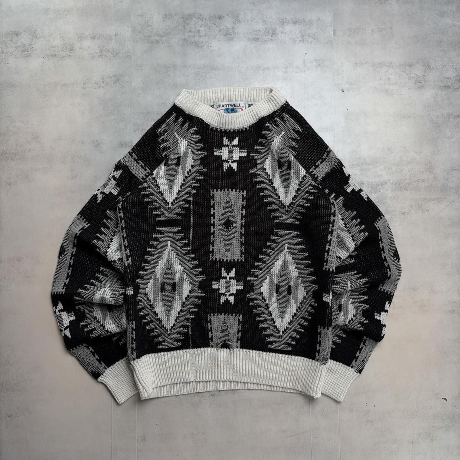 Other Vintage 90’s Black Chartwell Grunge Aztec Knit Sweater Size US S / EU 44-46 / 1 - 1 Thumbnail