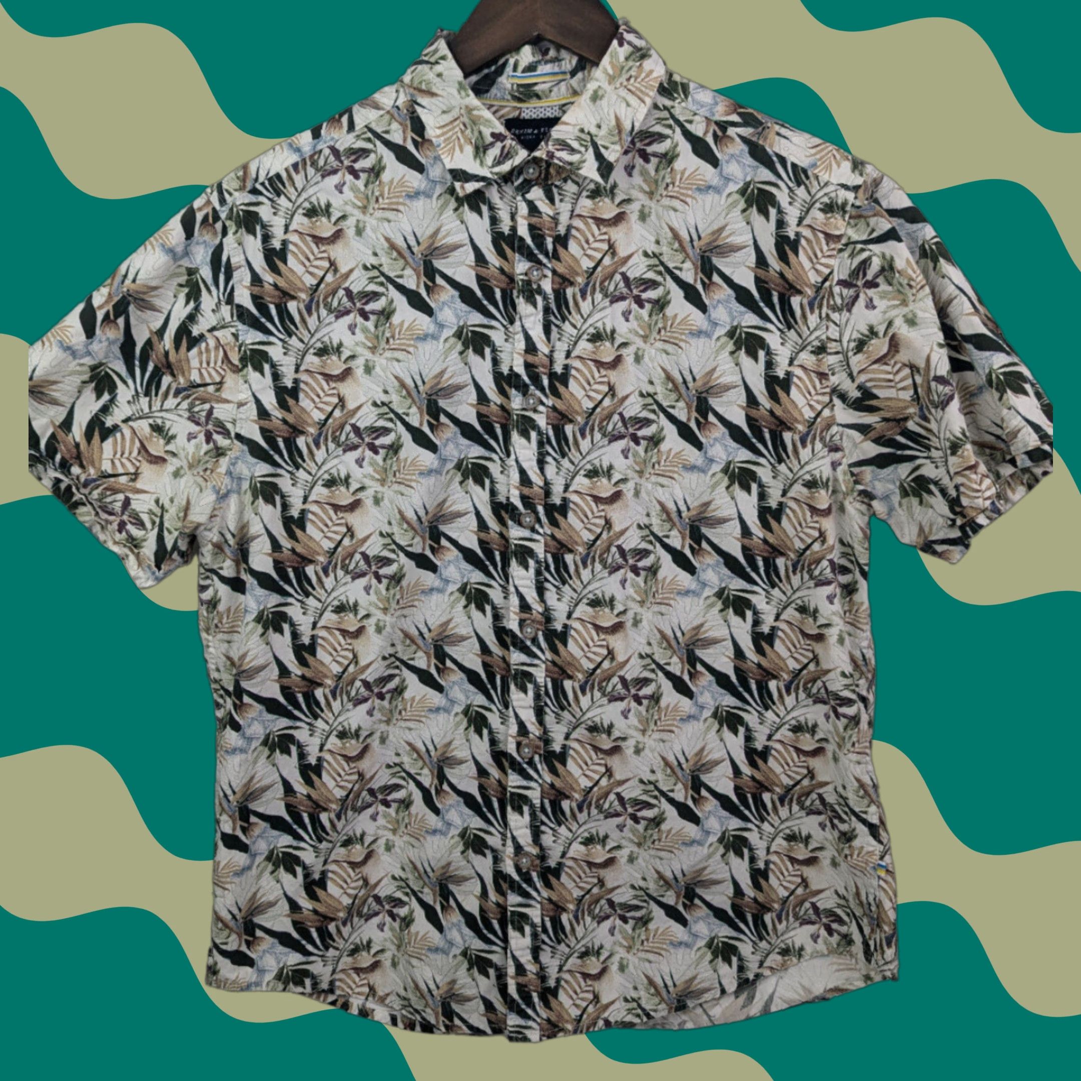 Denime Denim & Flower Ricky Singh Tropical Print Slim Fit Short Sleeve Shirt Mens Large Size US L / EU 52-54 / 3 - 1 Thumbnail