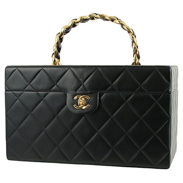 image of Chanel Vintage Matelasse Vanity Case in Black, Women's