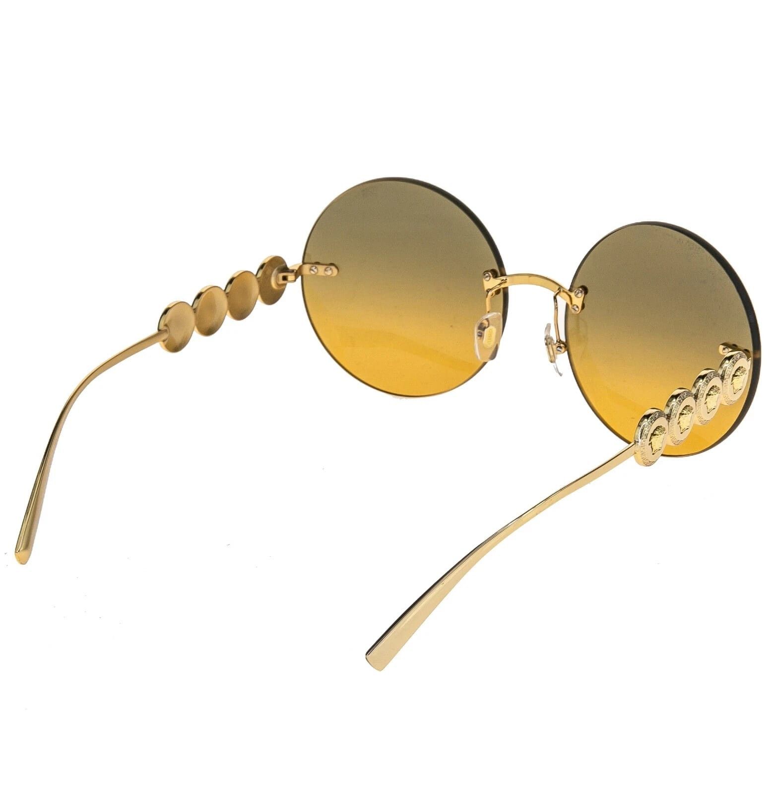 Versace VERSACE Gold Greca Coin Medusa Orange Gold Round VE2214 2214 Size ONE SIZE - 3 Thumbnail
