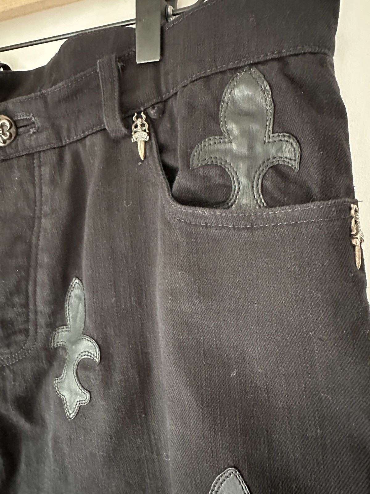 Chrome Hearts Chrome Hearts Le Fleur Leather Patch Double Knee Denim Jeans Size US 34 / EU 50 - 7 Thumbnail