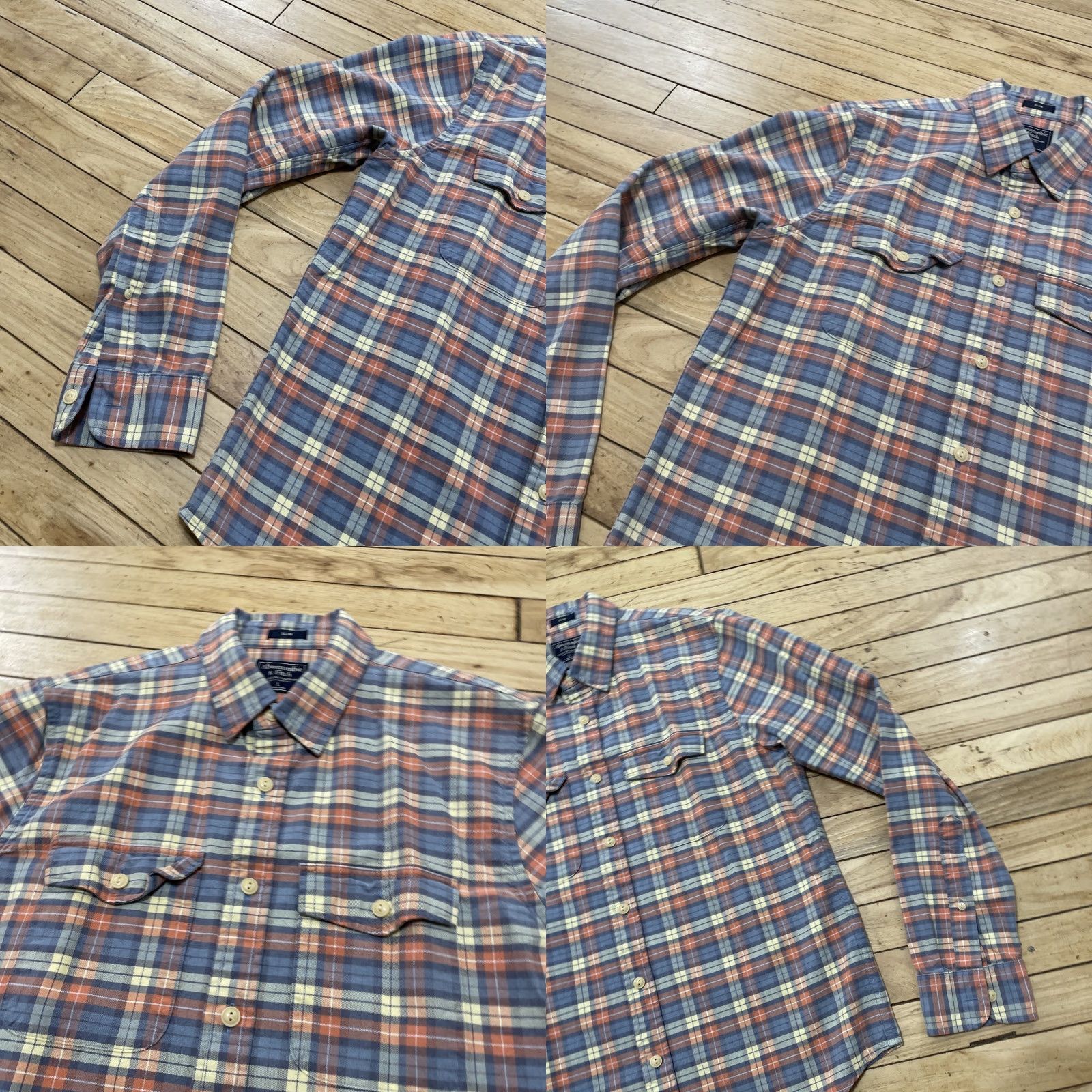 Abercrombie & Fitch VTG Abercrombie & Fitch Shirt Men L Slim Orange Blue Plaid Flannel Grunge Y2k 00s US Vintage Grunge Casual Button-Up Shirt Size US L / EU 52-54 / 3 - 10 Thumbnail