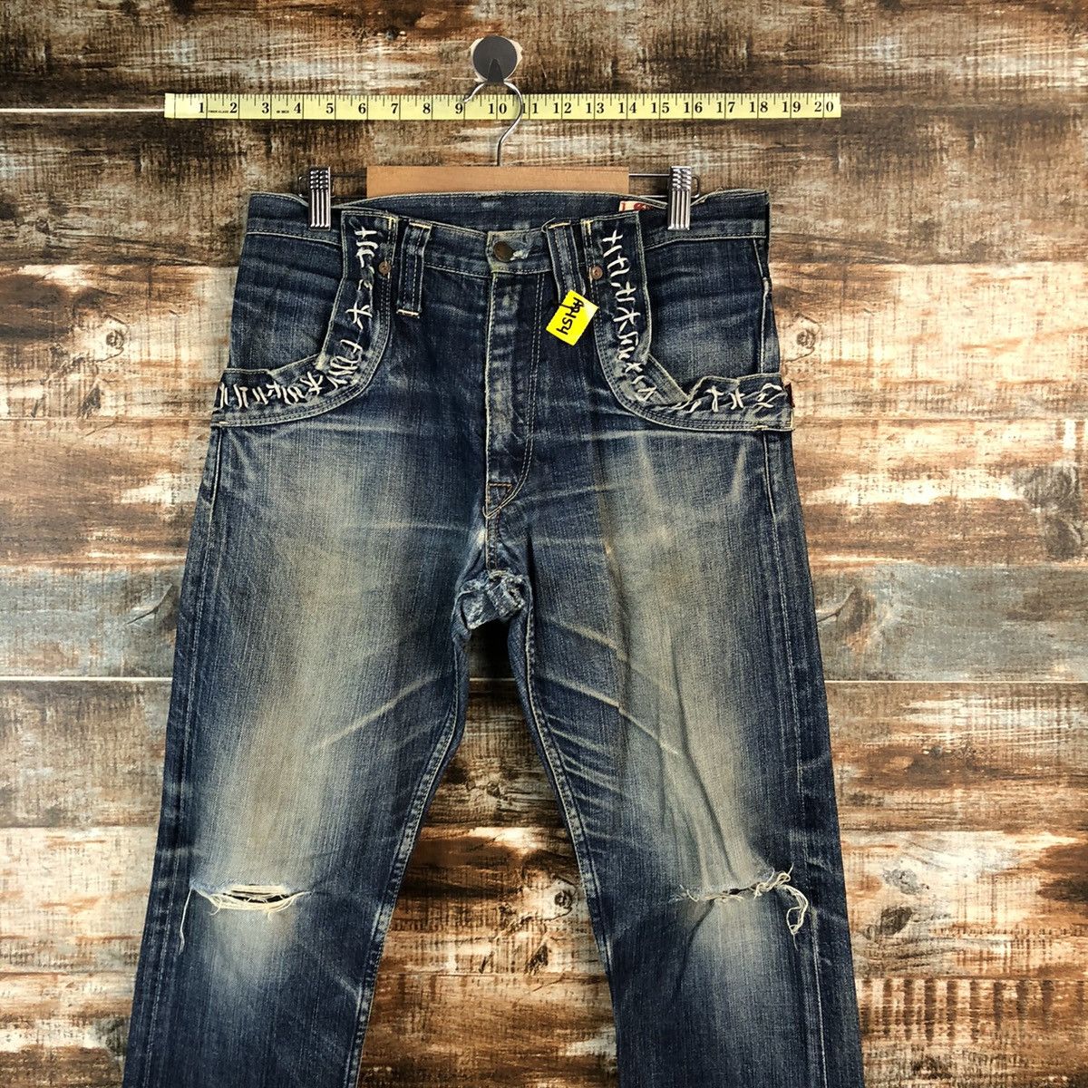 Japanese Brand D RNASlang Japan Distressed ripped buckle back Denim #A2154 Size US 30 / EU 46 - 2 Thumbnail