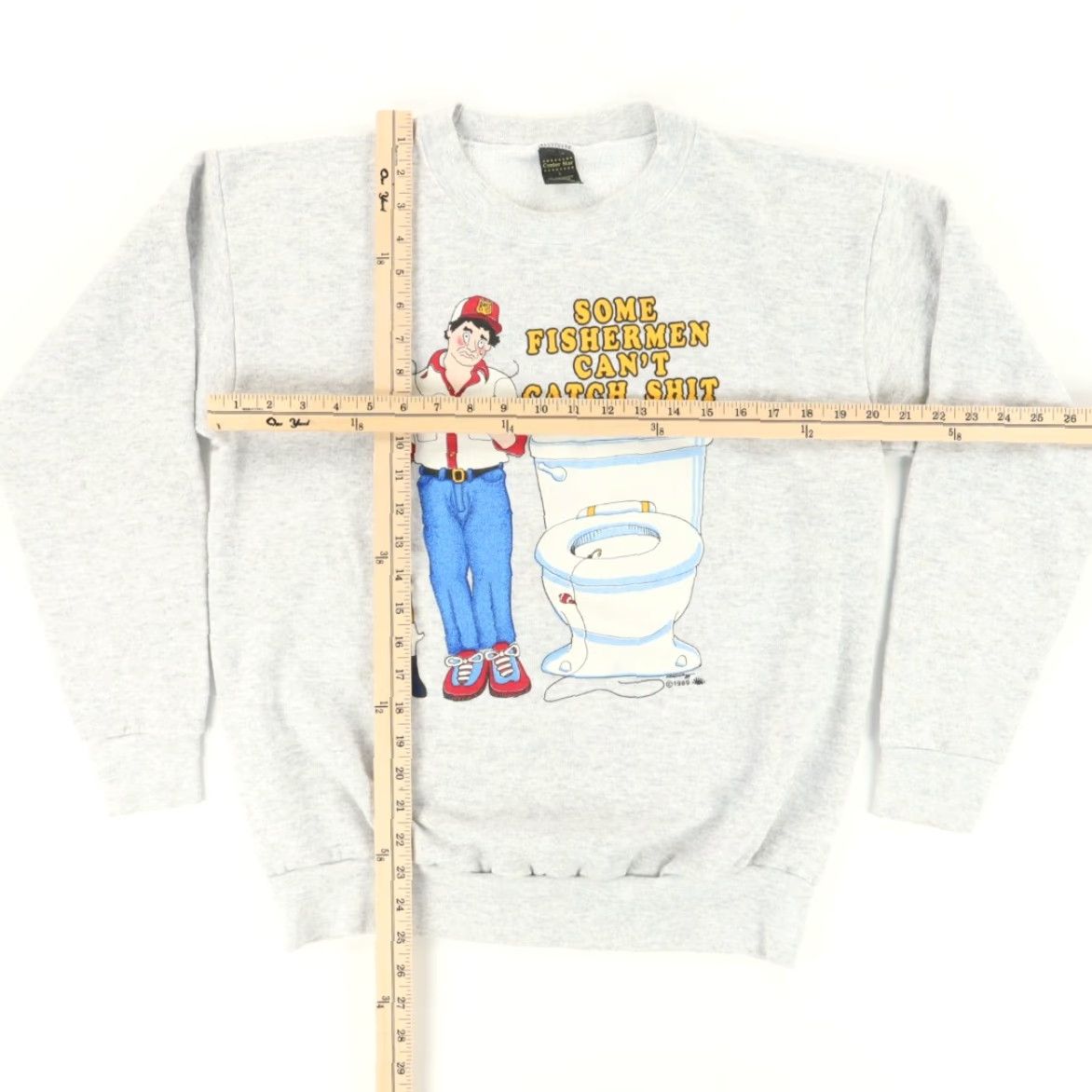 Vintage VINTAGE Center Star Fisherman Can't Catch S!!! Sweatshirt Grey Men L Shirt Size US L / EU 52-54 / 3 - 3 Thumbnail
