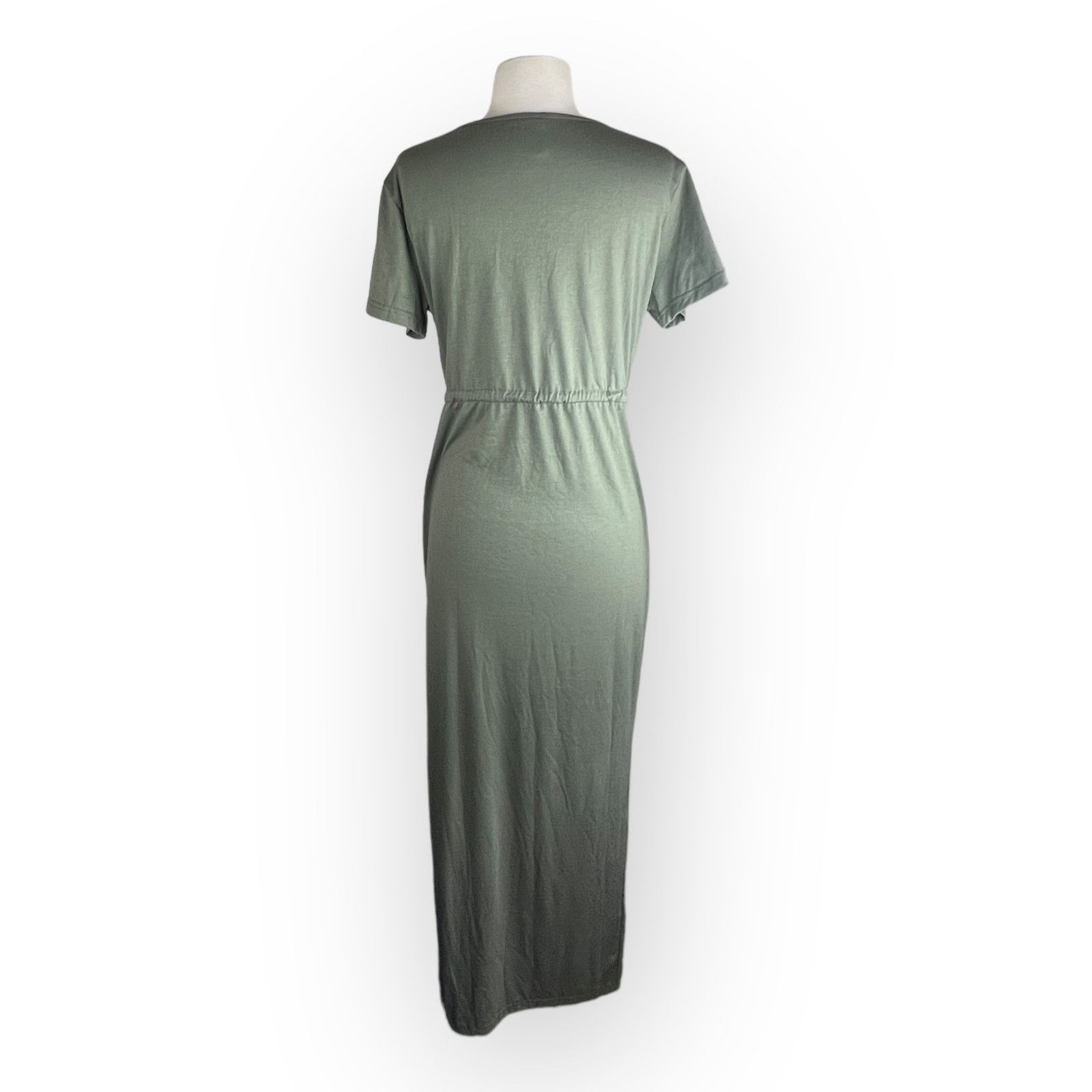 Nordstrom ADDHEAT Tie Front V-Neck Maxi Dress Olive Green Size M / US 6-8 / IT 42-44 - 3 Thumbnail