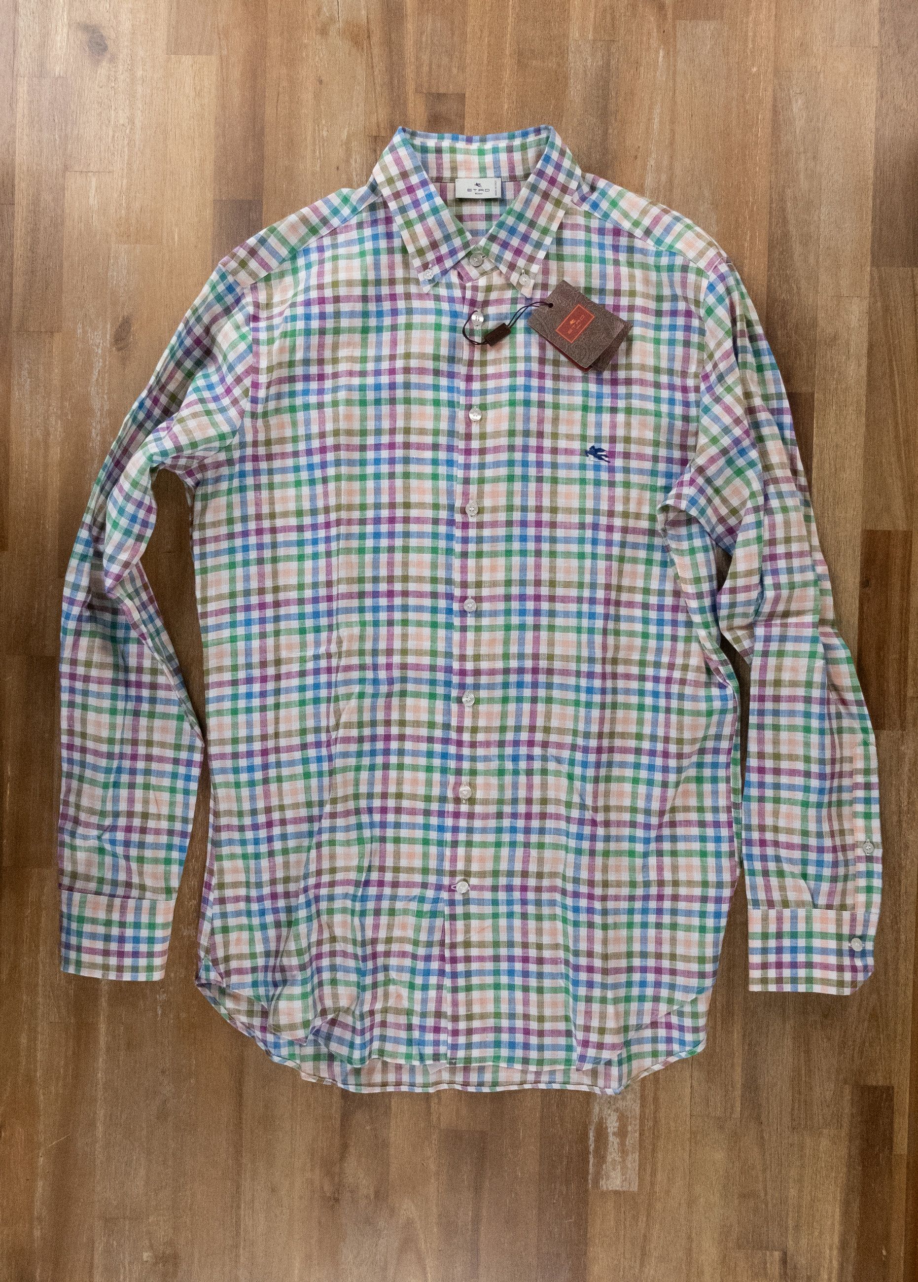 Etro ETRO Milano colorful plaid white linen shirt 41 16 authentic Size US L / EU 52-54 / 3 - 1 Thumbnail
