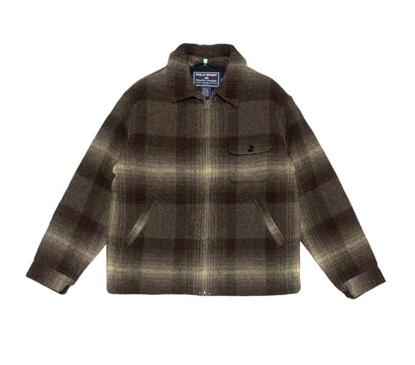 image of Cashmere Wool x Polo Ralph Lauren Vintage Polo Sport Ralph Laurent Wool Flannel Shirt Jacket in Bro