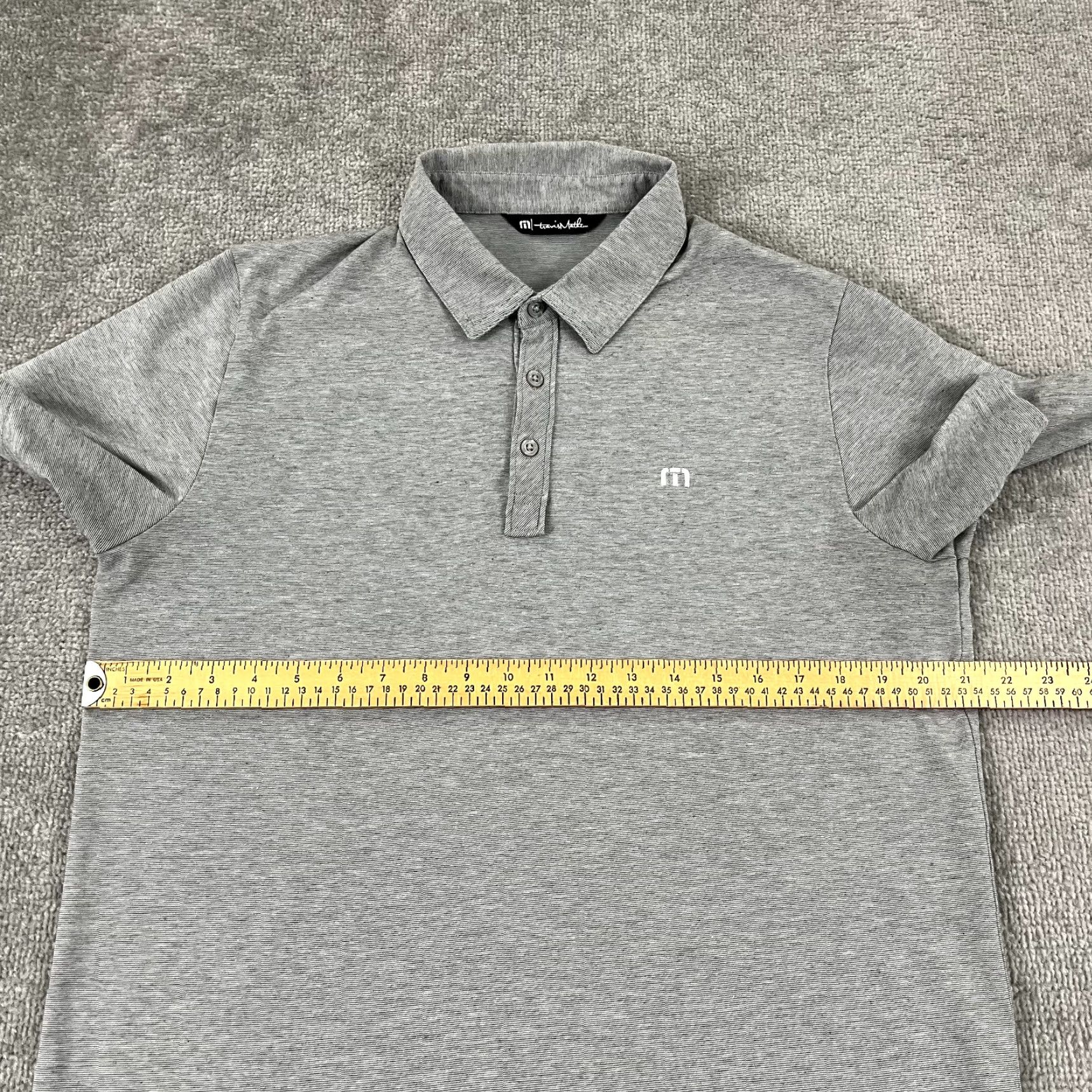 TravisMathew Travis Mathew Polo Shirt Mens Large Gray Striped Golf Performance Short Sleeve Size US L / EU 52-54 / 3 - 5 Thumbnail