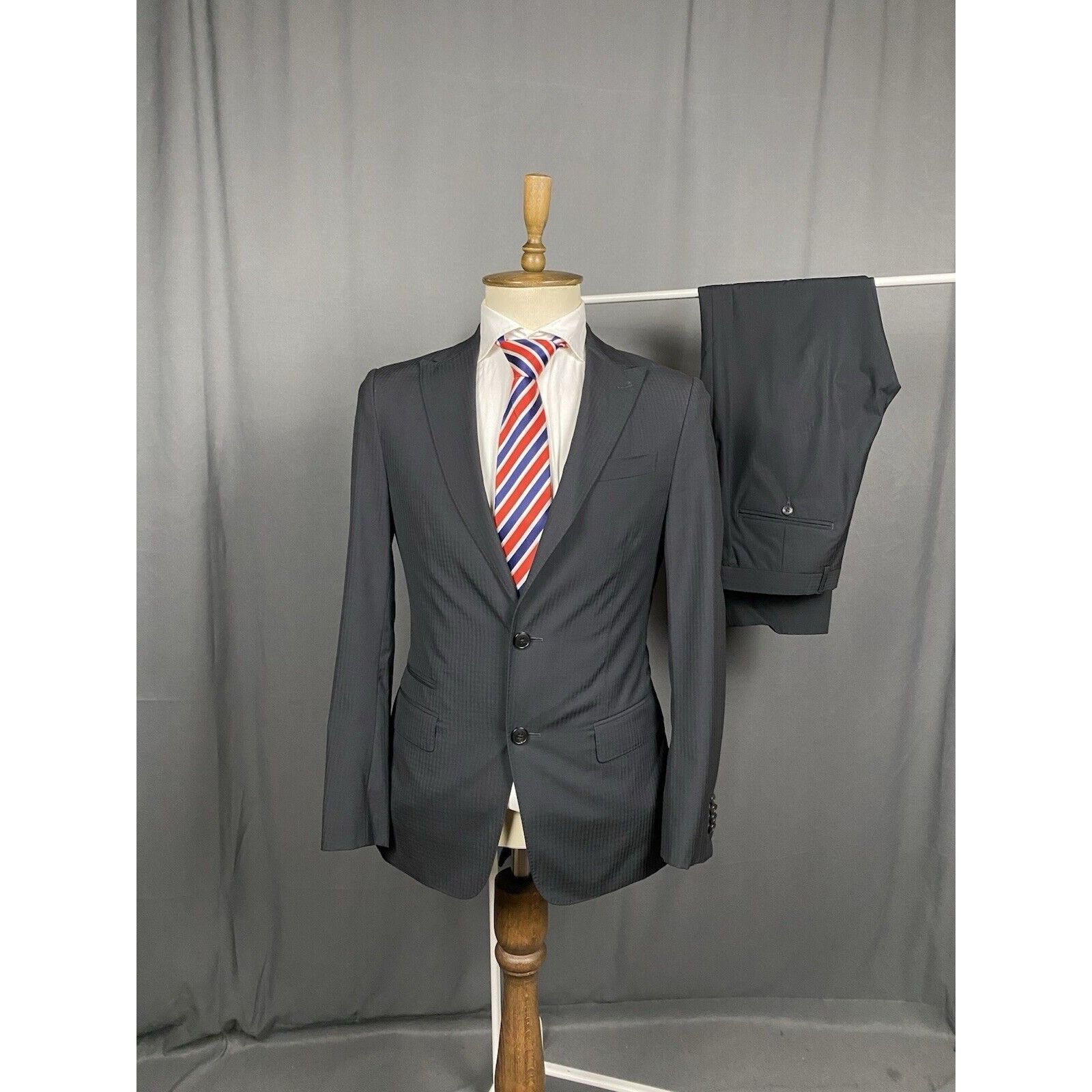Z Zegna Zegna Men's Black Wool 2 Piece Slim Fit Suit Size 46 Size 46R - 3 Thumbnail