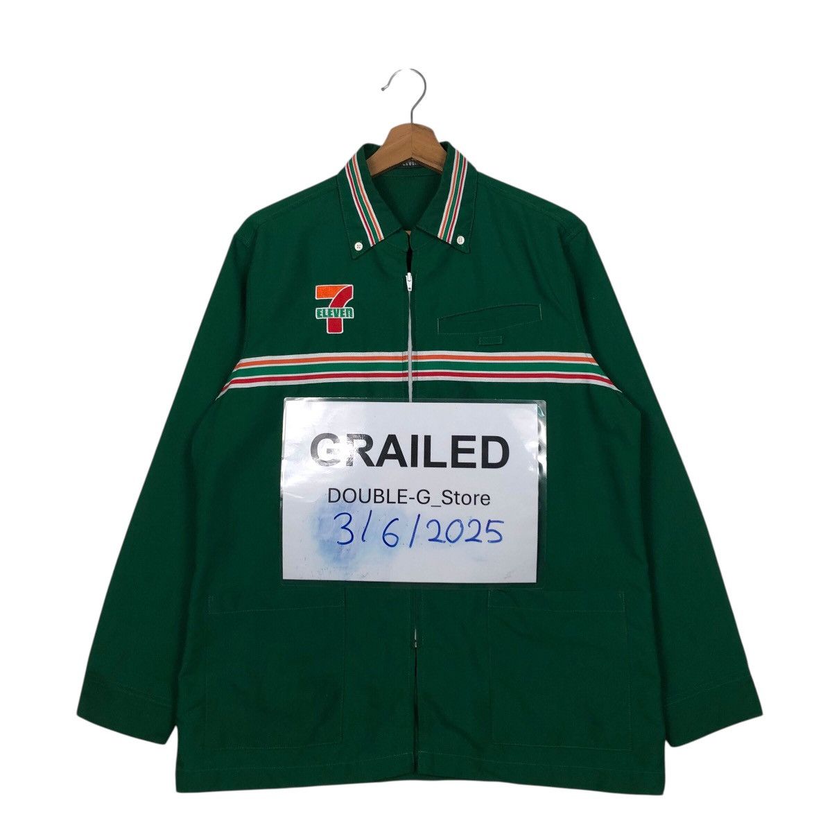 Japanese Brand Vintage 7-Eleven Employee Uniform Jacket Green Zip-Up Size US M / EU 48-50 / 2 - 1 Thumbnail