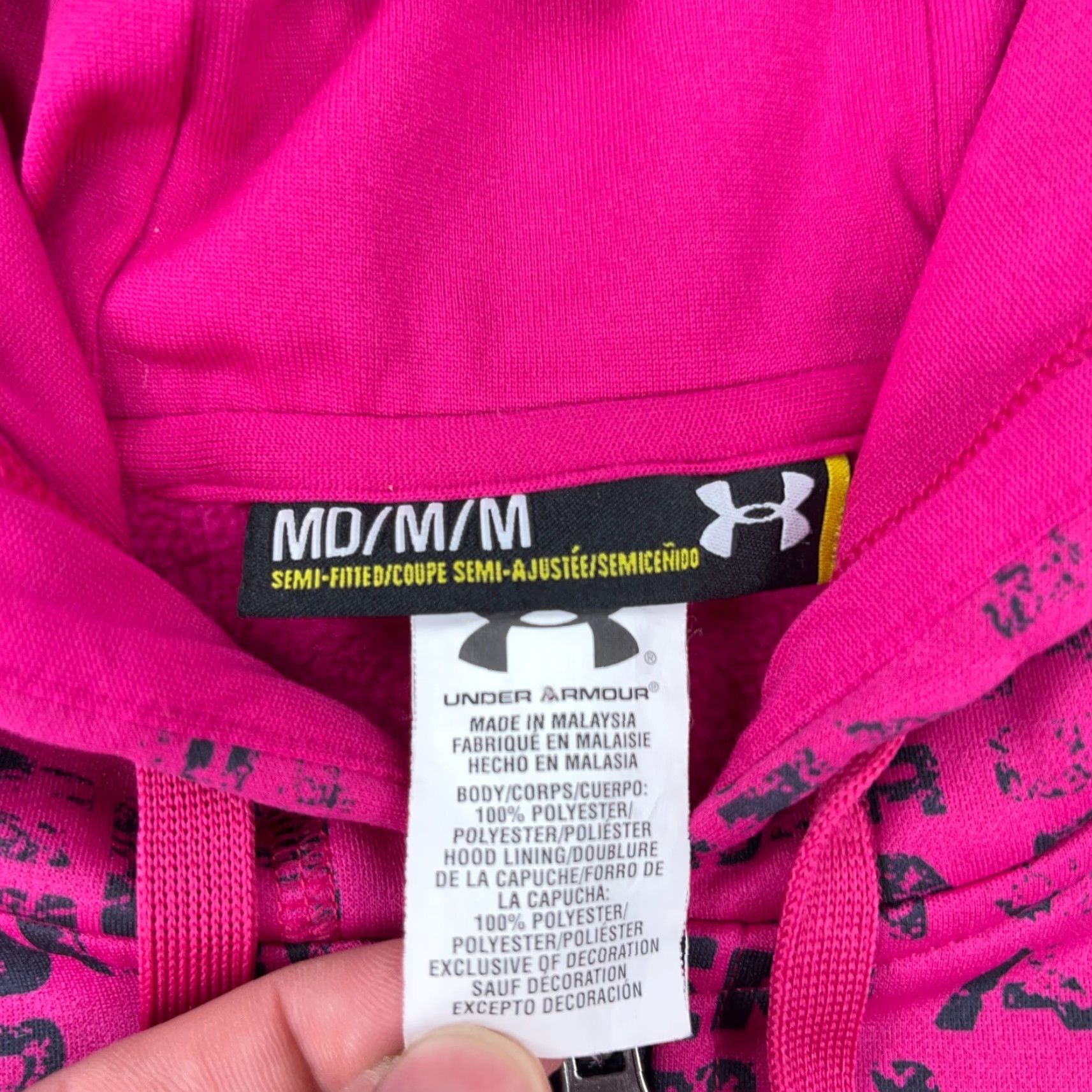 Under Armour VINTAGE Under Armour Hoodie Women Medium Pink Sweatshirt Jacket Simi Fitted AOP All Over Size M / US 6-8 / IT 42-44 - 2 Thumbnail