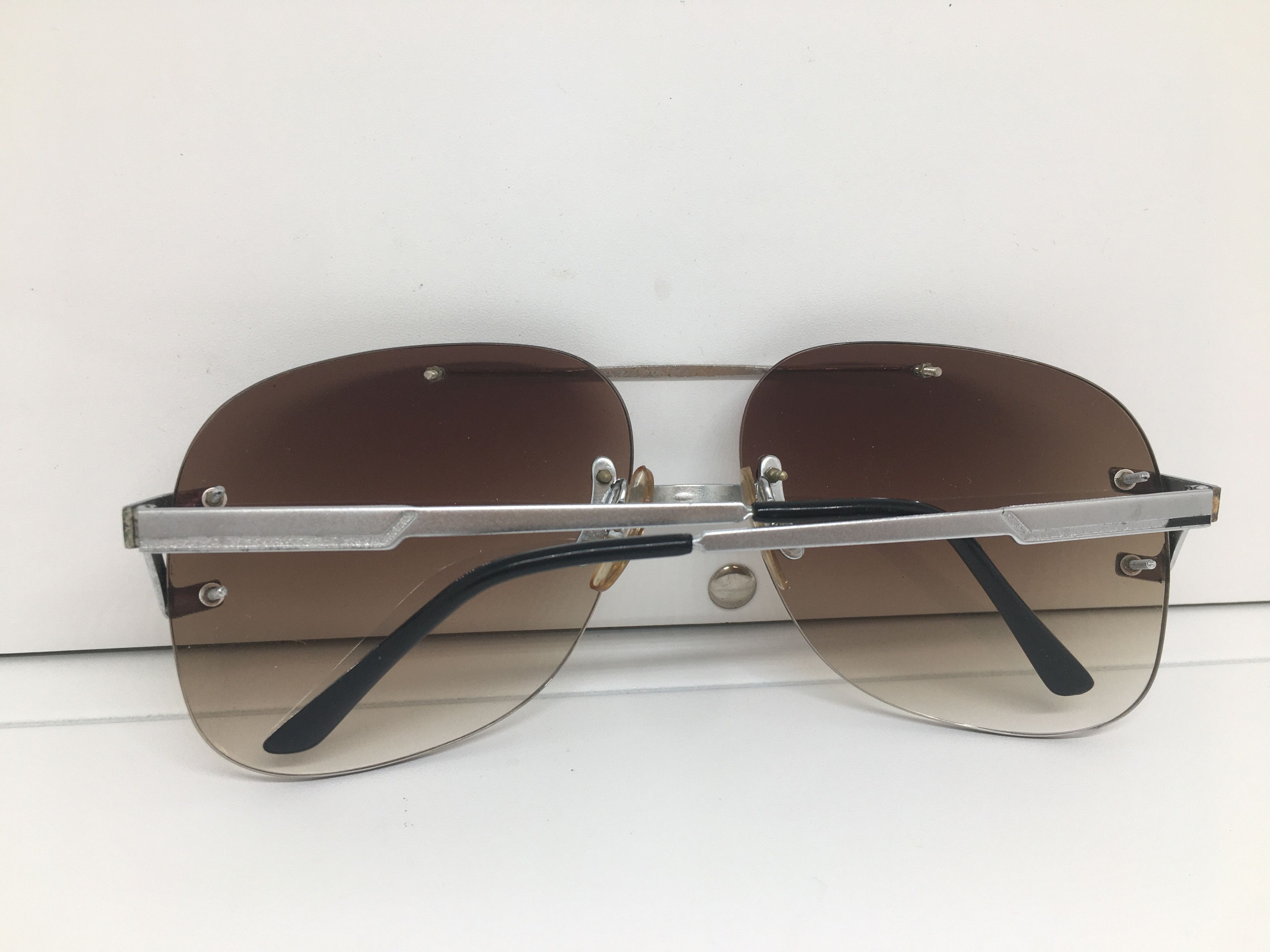 Vintage Vintage 70s Silver Rimless Avitor Sunglasses Frame Italy Size ONE SIZE - 8 Thumbnail