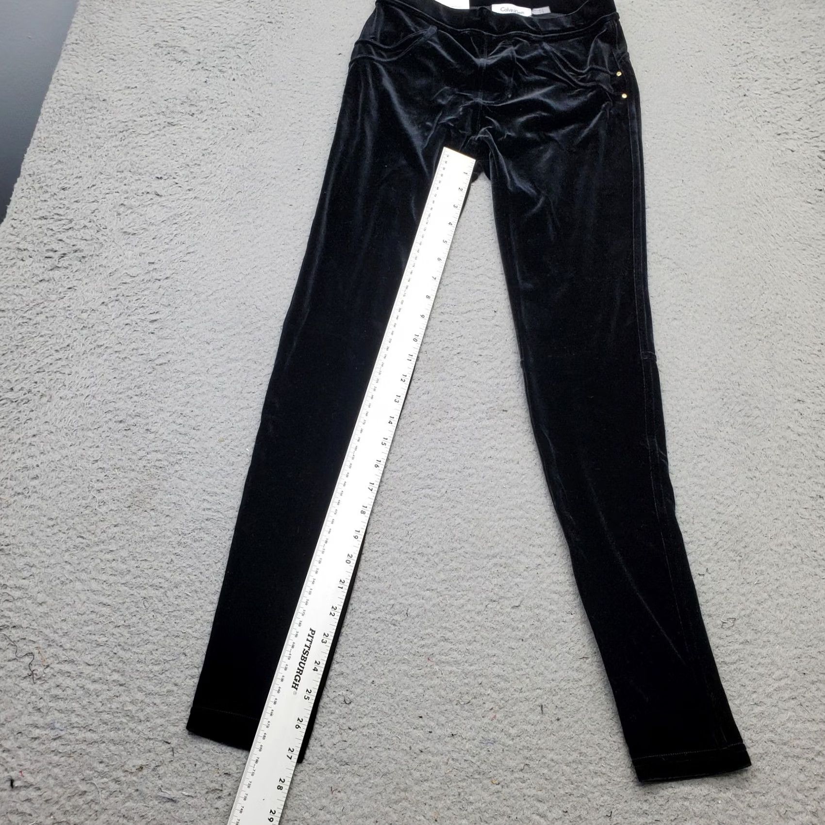Calvin Klein Calvin Klein Womens XS Black Velvet Leggings Modern Stretch Slim Fit M7VFV894 Size 26" / US 2 / IT 38 - 4 Thumbnail