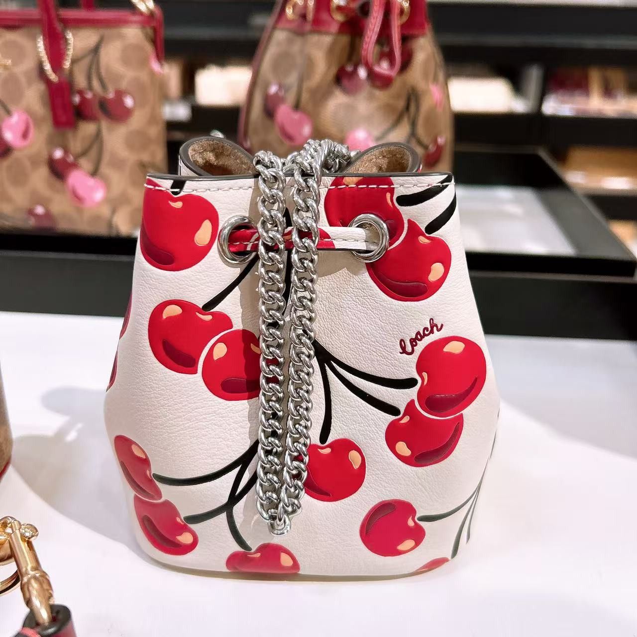 Coach 🍒 Drawstring Wristlet With Cherry Print CZ030 Size ONE SIZE - 2 Thumbnail