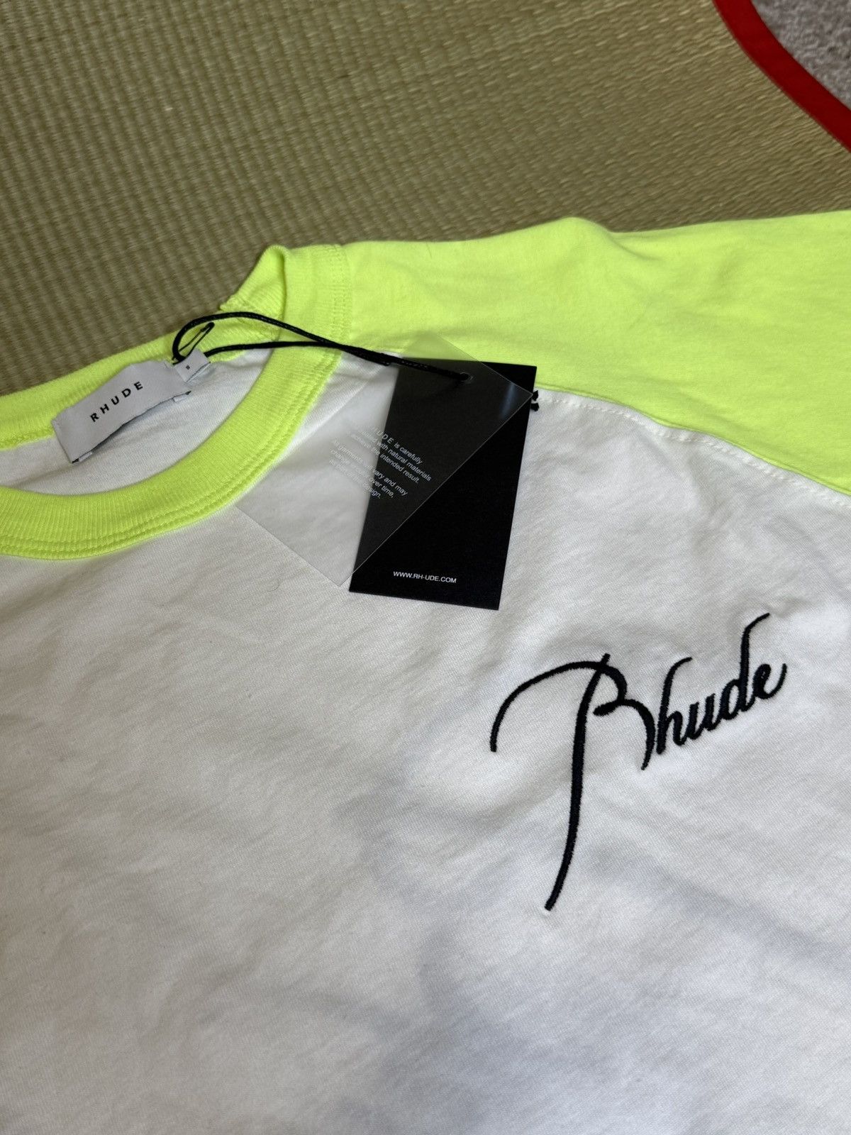 New Rhude Raglan Baseball Tee Shirt Yellow Size S