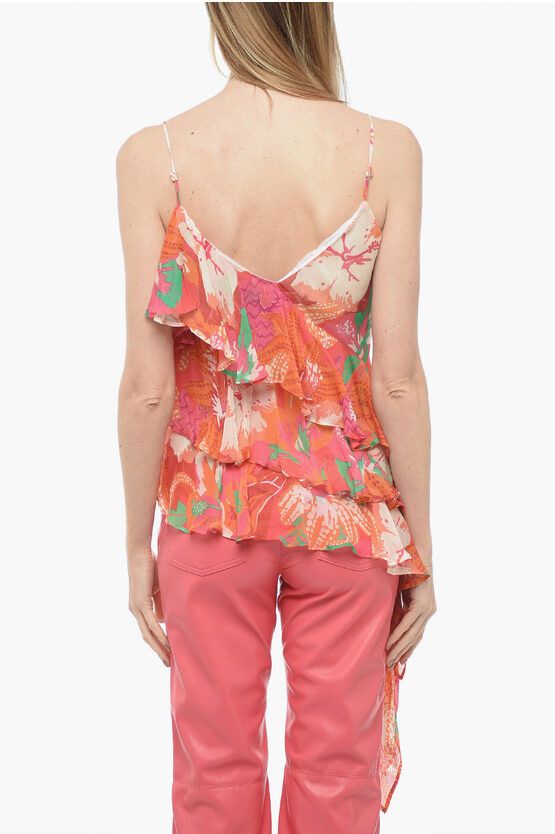 MSGM og1mm0724 Asymmetric Ciffon Slip Top in Multicolor Size S / US 4 / IT 40 - 2 Thumbnail