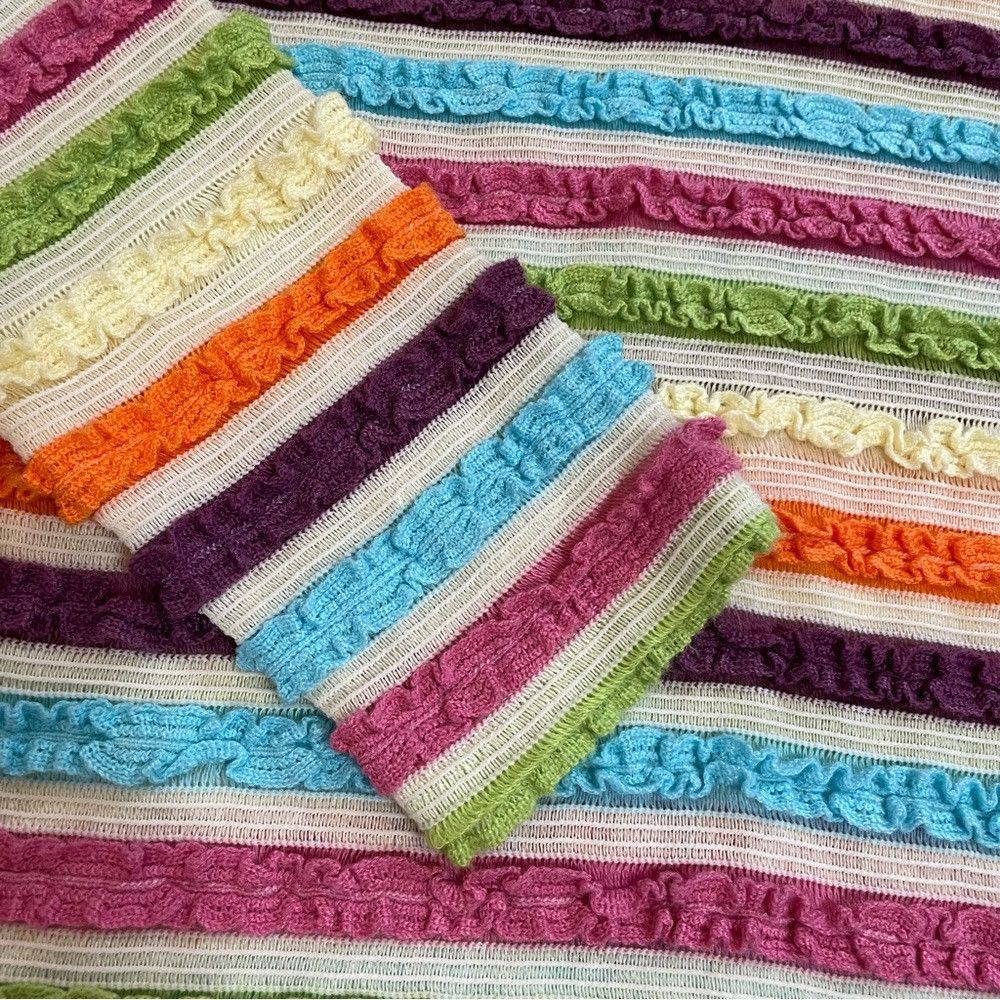 Other New Zano Basic Multicolor Stripes Ruffles High Neck Sweater Size M / US 6-8 / IT 42-44 - 8 Thumbnail
