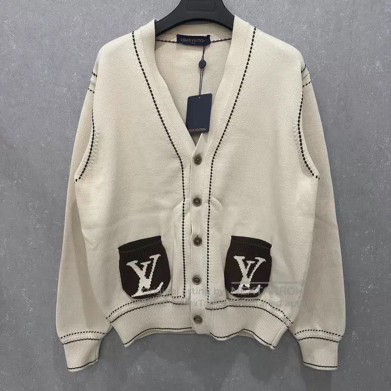 Louis Vuitton Louis Vuitton Tyler Signature Cream Intarsia Knit Cardigan Size US XL / EU 56 / 4 - 1 Thumbnail