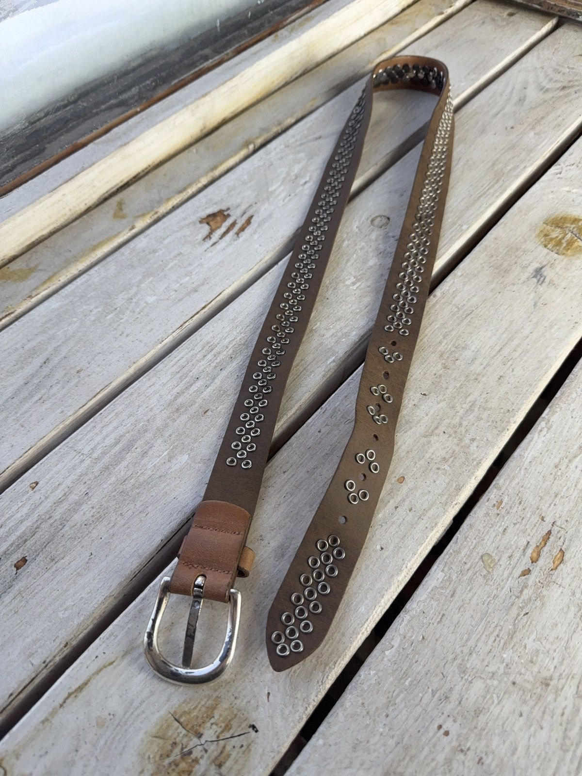 Hysteric Glamour Vintage Leather Belt Y2K Rhinestones Punk Metal Avant Garde Size ONE SIZE - 6 Thumbnail