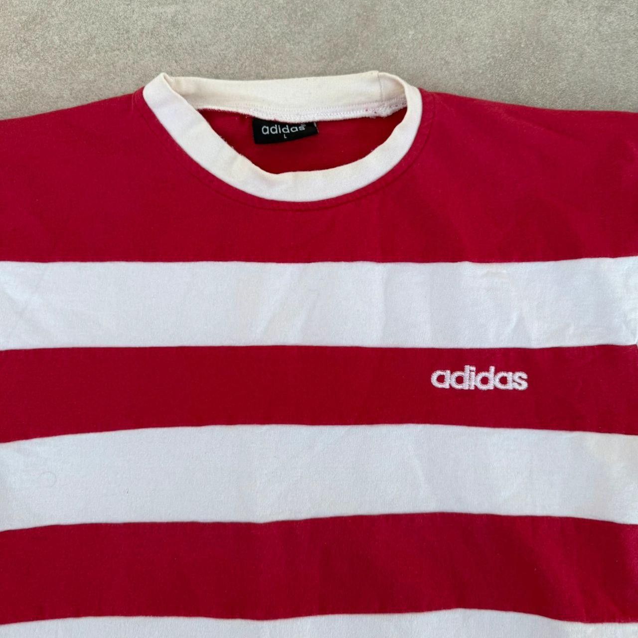 Adidas Adidas Striped T shirt White Red Vintage 90s Boxy Size US M / EU 48-50 / 2 - 5 Thumbnail