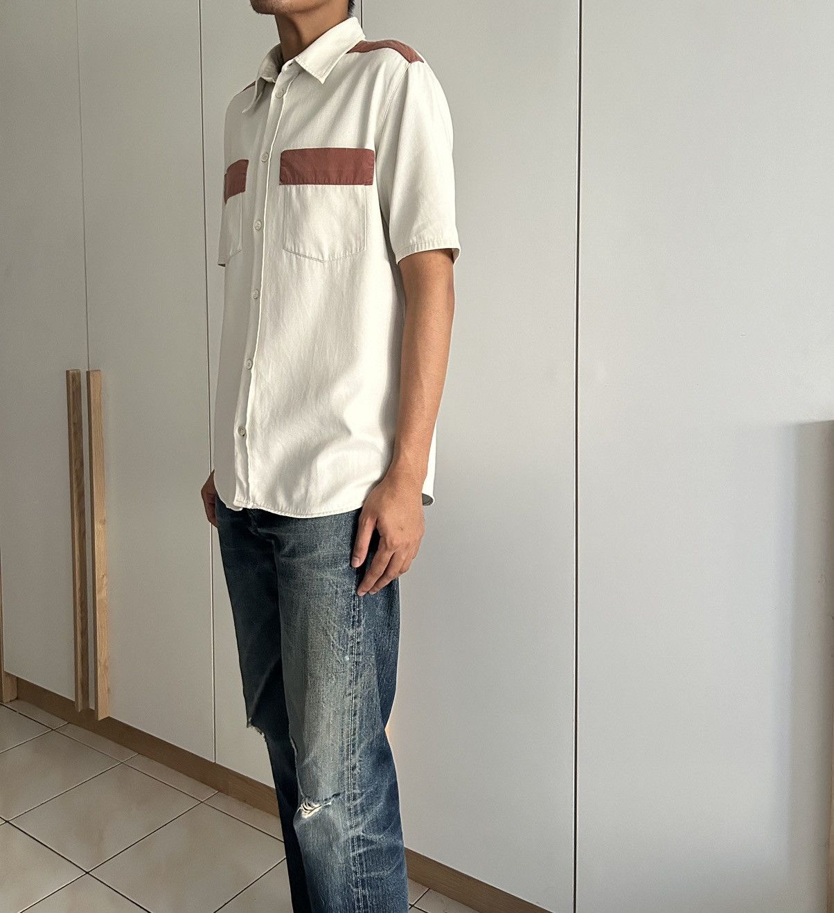 Helmut Lang Ss96 archive contrast colorblock cotton canvas workshirt Size US L / EU 52-54 / 3 - 15 Thumbnail