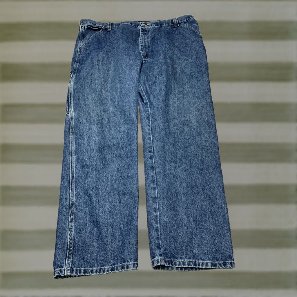 Wrangler Wrangler Carpenter Blue Jeans Men's 40 x 30 Work Pants Denim Cotton Belt Loops Pockets Blue Regular Straight Jeans Mens Size US 42 / EU 58 - 1 Thumbnail