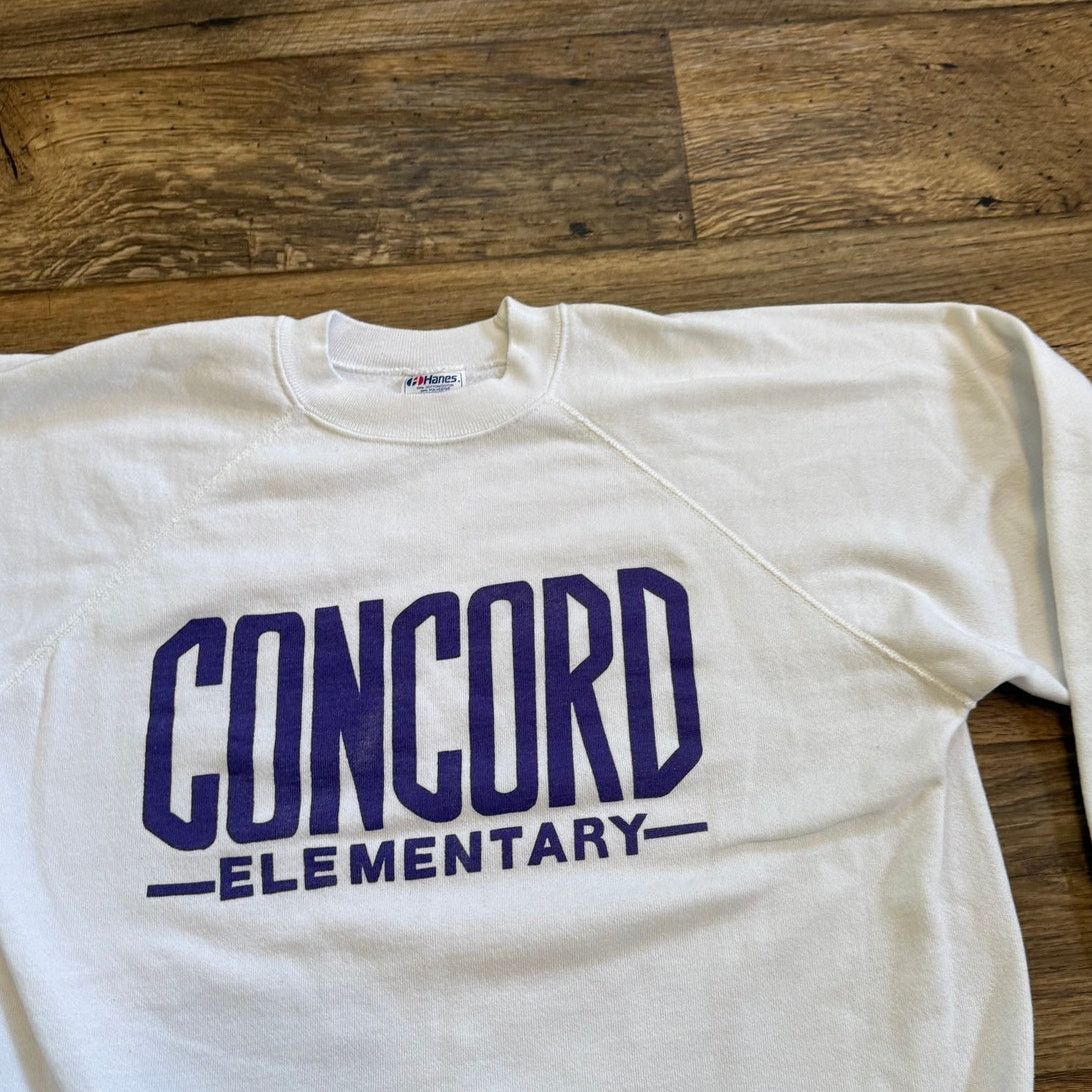 Hanes Vintage 80s Hanes Concord Elementary White Crewneck Size US XL / EU 56 / 4 - 2 Thumbnail