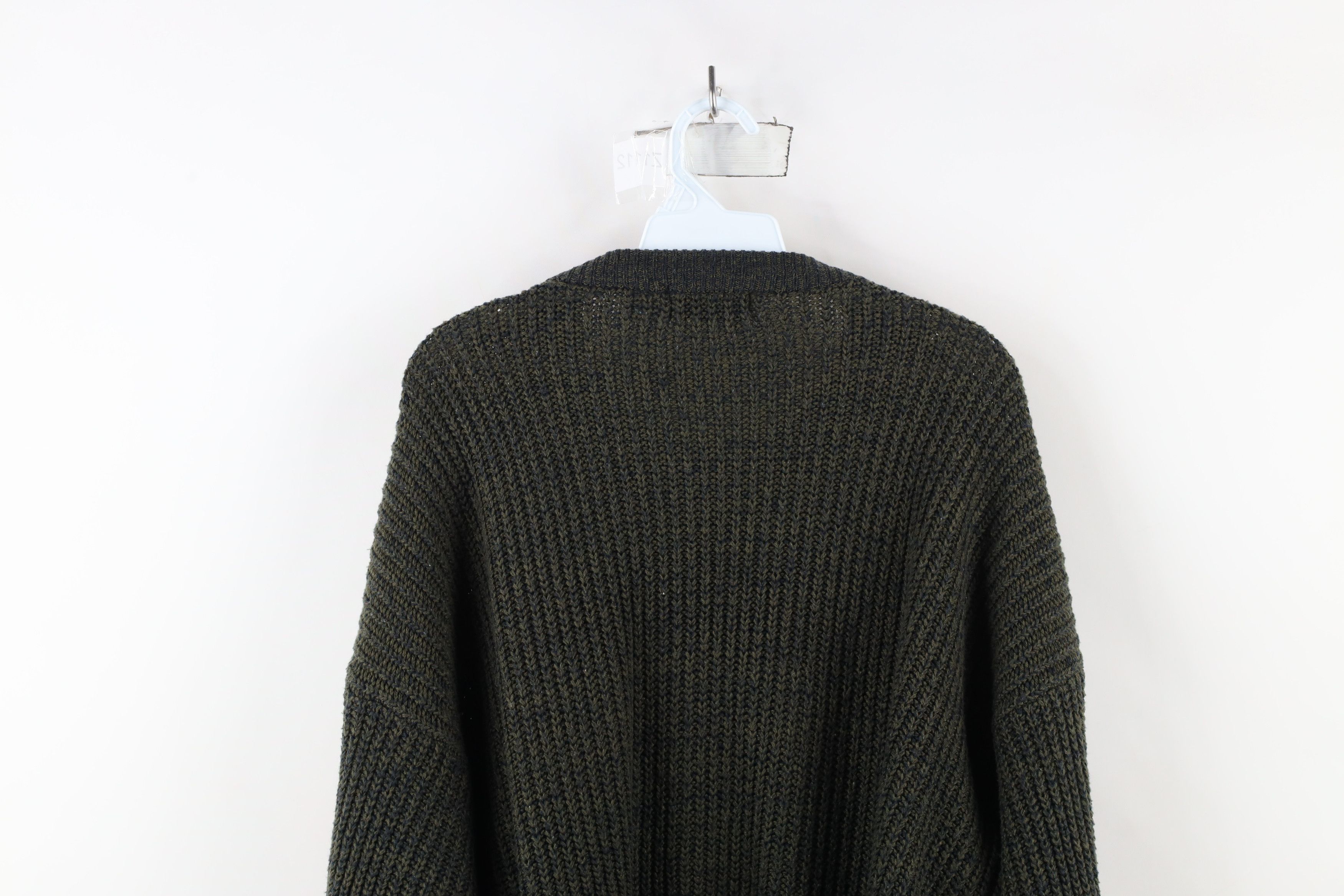 Vintage Vintage 90s Streetwear Ribbed Knit Crewneck Sweater Green Size US XL / EU 56 / 4 - 6 Thumbnail