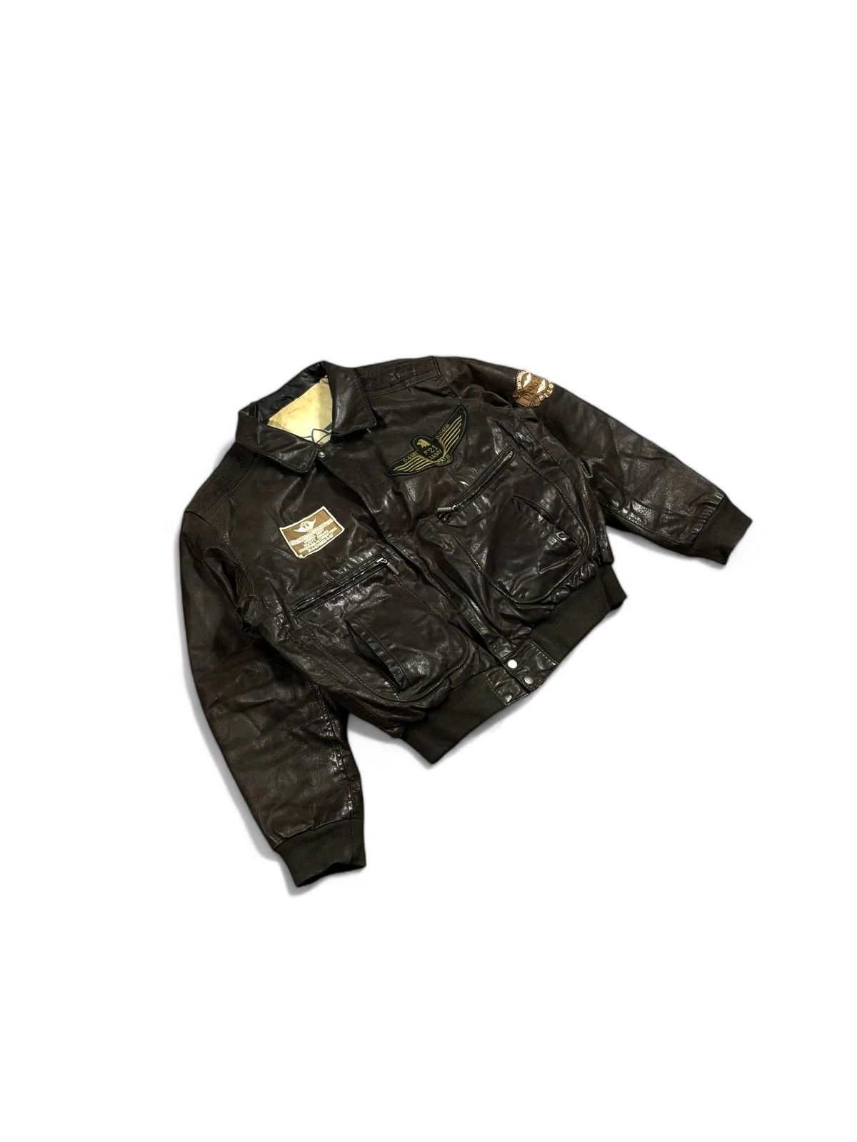 Vintage Avirex style leather bomber jacket Size US L / EU 52-54 / 3 - 4 Thumbnail