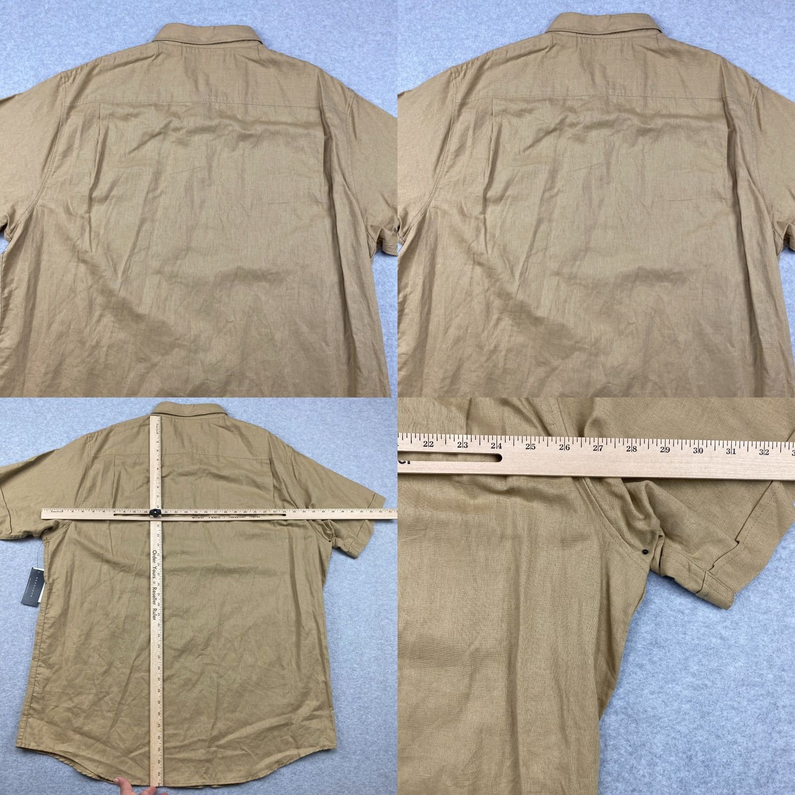 Sean John VINTAGE: NO | Sean John Button-Up Shirt Mens 4XL Beige Original Fit Linen Short Sleeve NWT Size US XXL / EU 58 / 5 - 8 Thumbnail