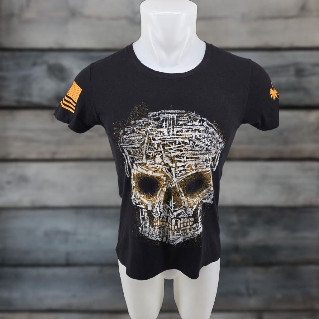 Vintage VINTAGE GRUNT STYLE Club Member T Shirt Womens Large Black Halloween Military Skull Gun Womens Shirts Size L / US 10 / IT 46 - 1 Thumbnail