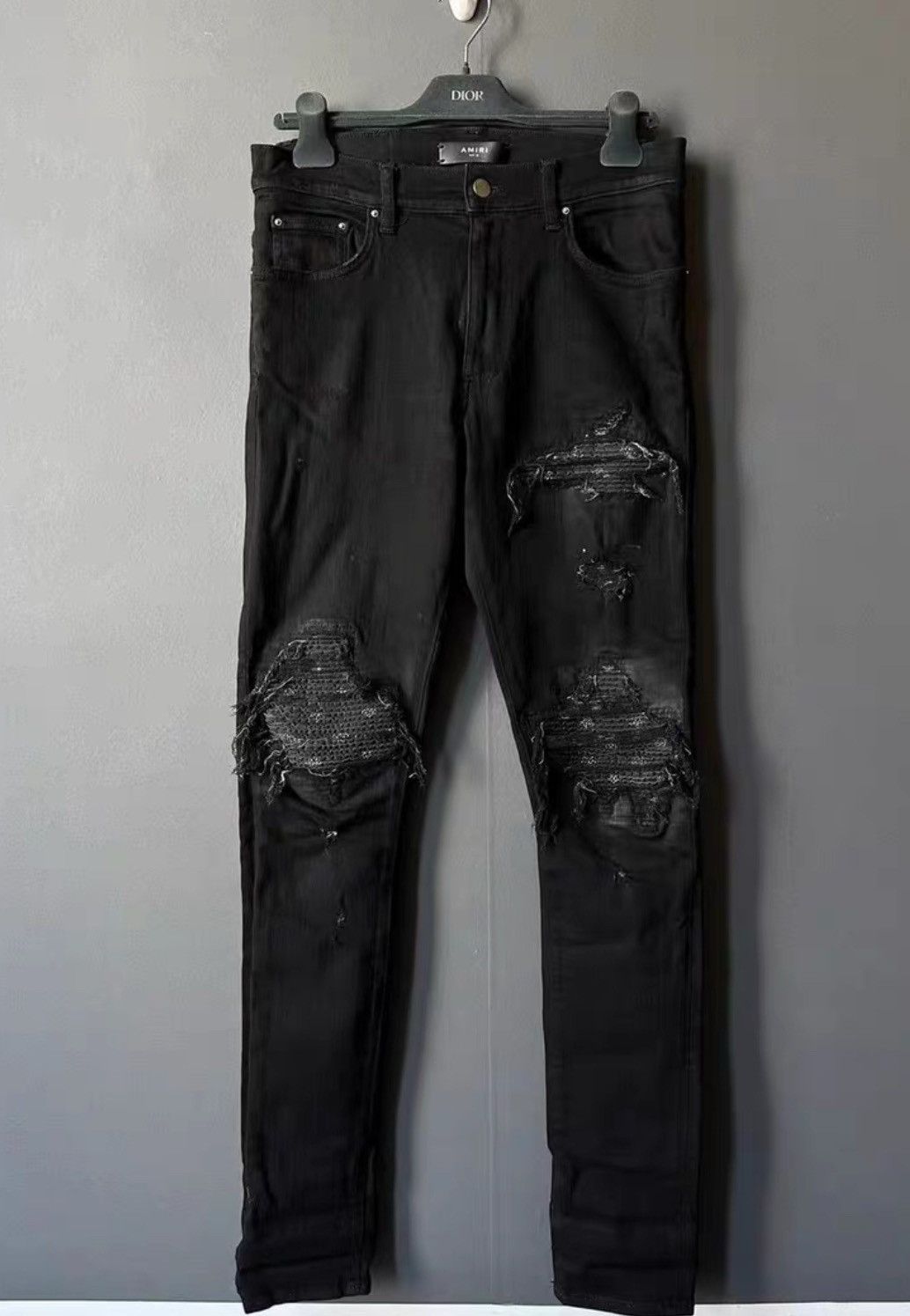 image of Amiri Cashew Flower Jeans in Black, Men's (Size 32)