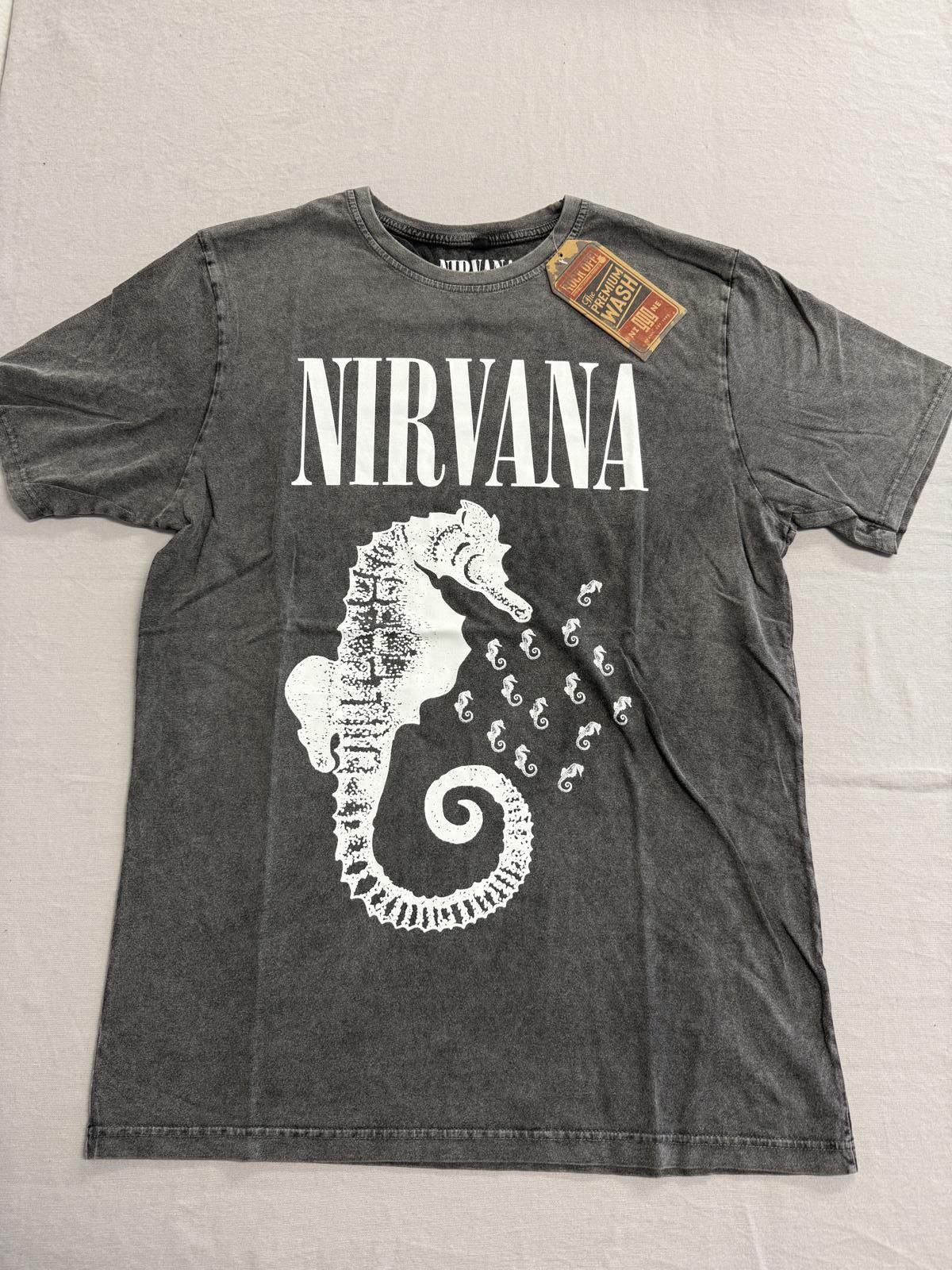 Designer Faded Nirvana Seahorse T-shirt Stone Washed All Apologies L Size US L / EU 52-54 / 3 - 1 Thumbnail