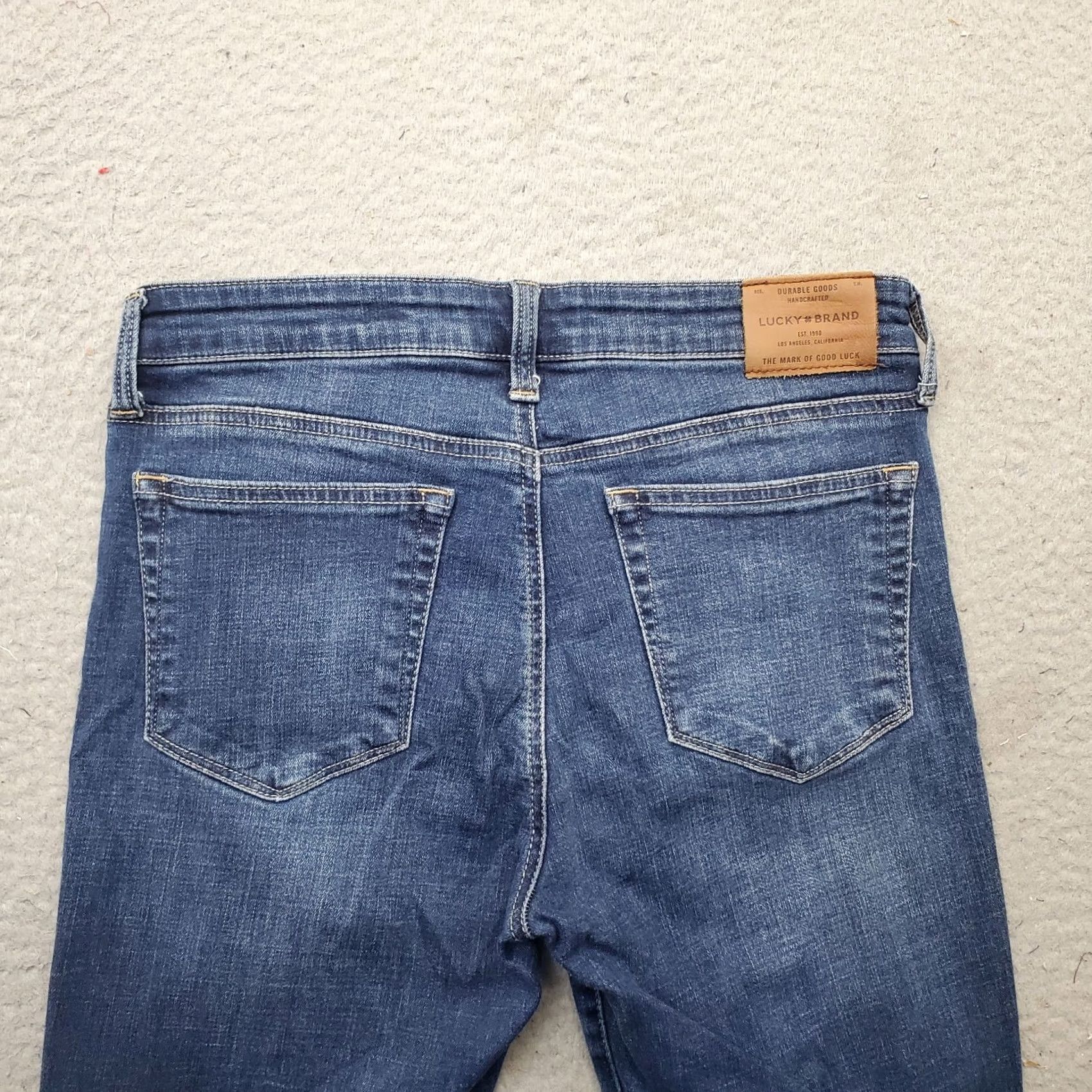 Lucky Brand Lucky Brand Ava Skinny Jeans Womens Size 6 Navy Denim Whiskered Frayed Hem 26 Inseam Regular 29 Waist Pockets Stretch Denim Size 28" / US 6 / IT 42 - 8 Thumbnail
