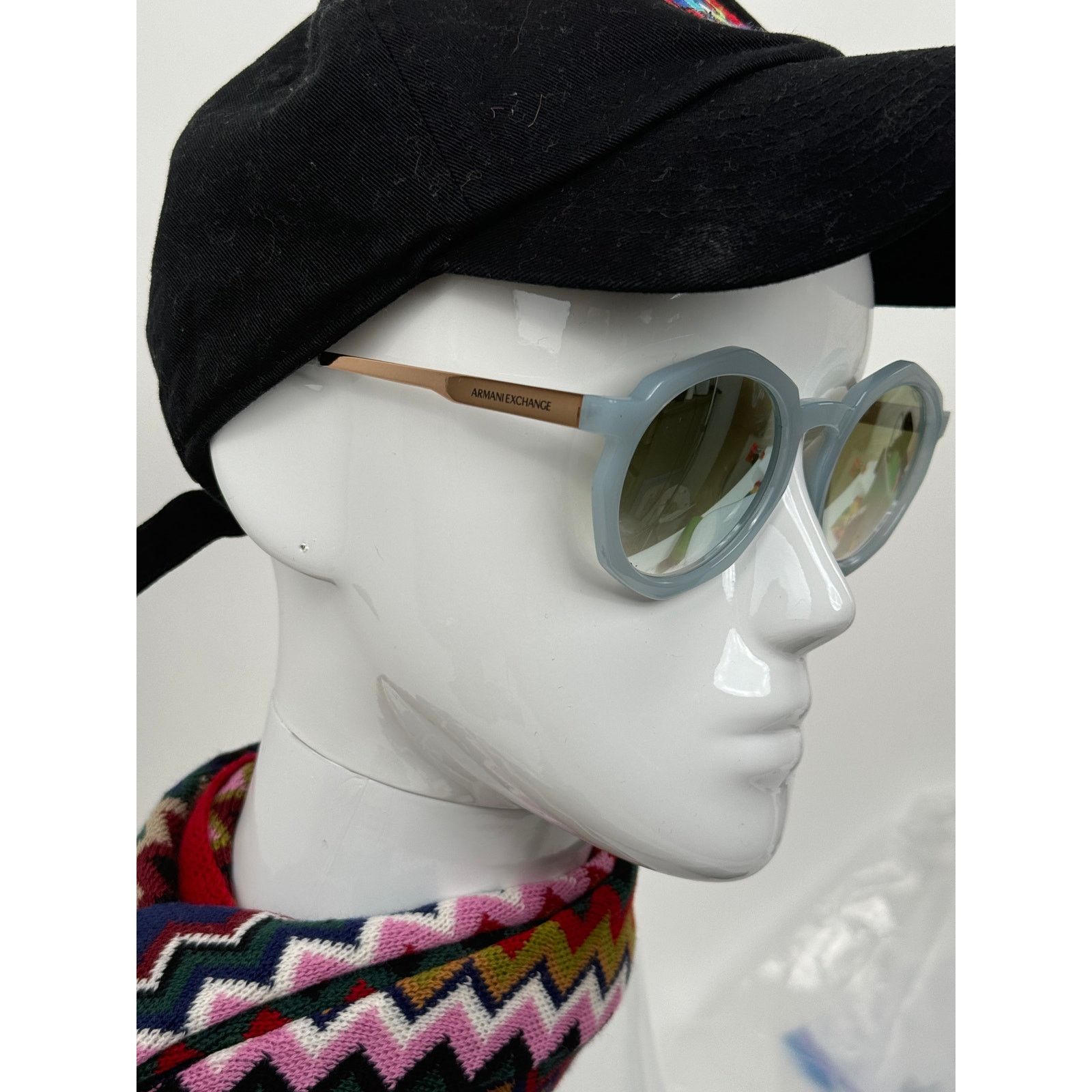 Armani Exchange Armani Exchange Light Blue Round Geometric Sunglasses Size ONE SIZE - 5 Thumbnail
