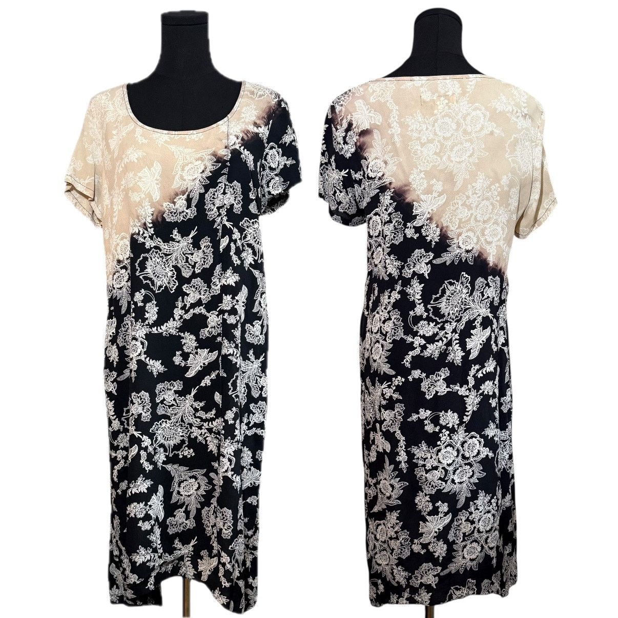 Other Citron Shift Dress Short Sleeve Pattern Print Dip Dyed Large Size L / US 10 / IT 46 - 1 Thumbnail
