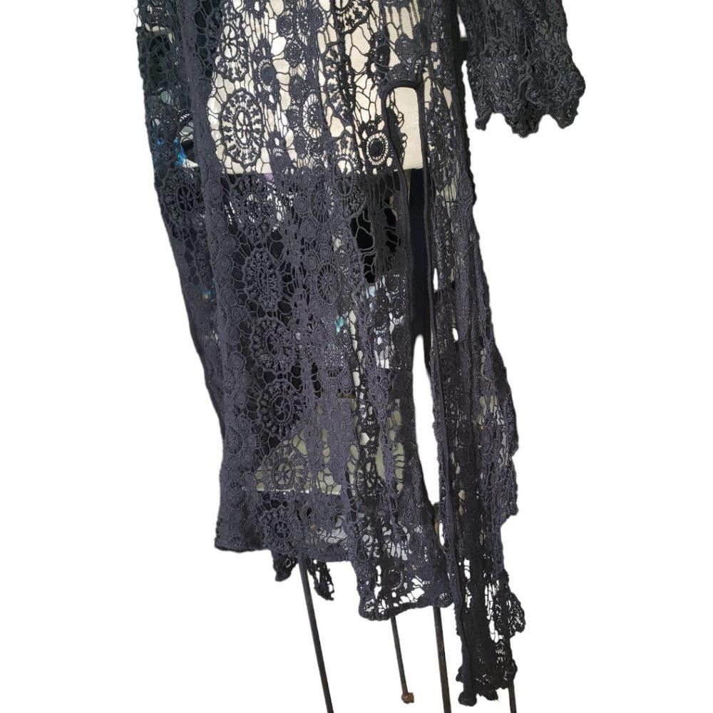 Designer CT332 Mossimo Black Applique Lace Open Cardigan S Size S / US 4 / IT 40 - 5 Thumbnail
