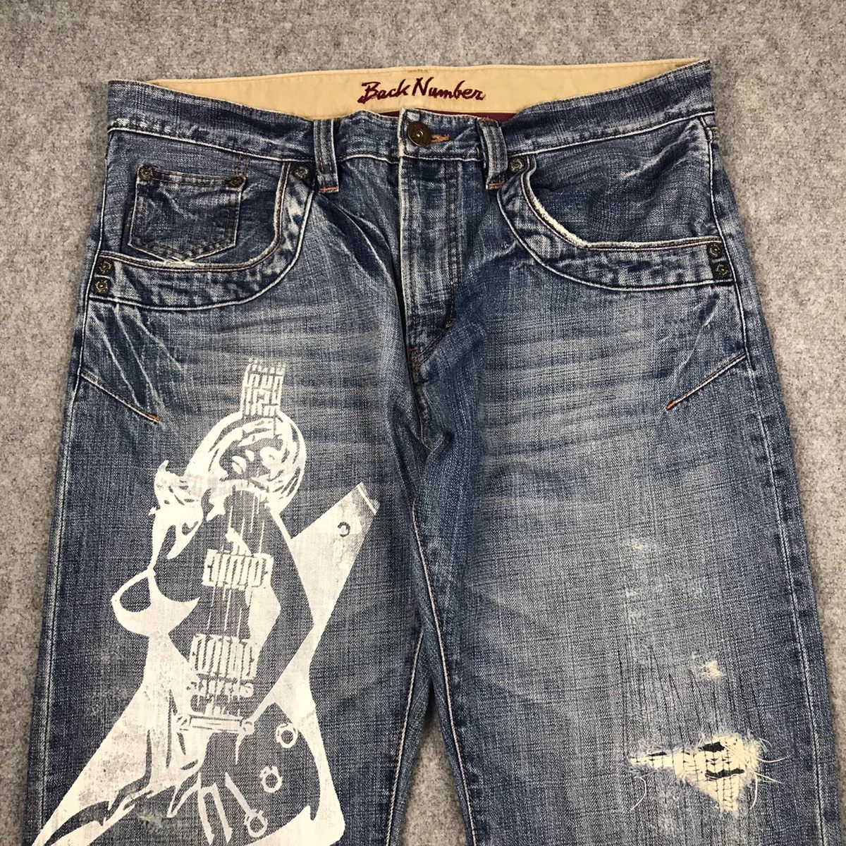 Japanese Brand BACK NUMBER JAPANESE DISTRESSED ART DENIM PANTS 142 Size US 34 / EU 50 - 6 Thumbnail