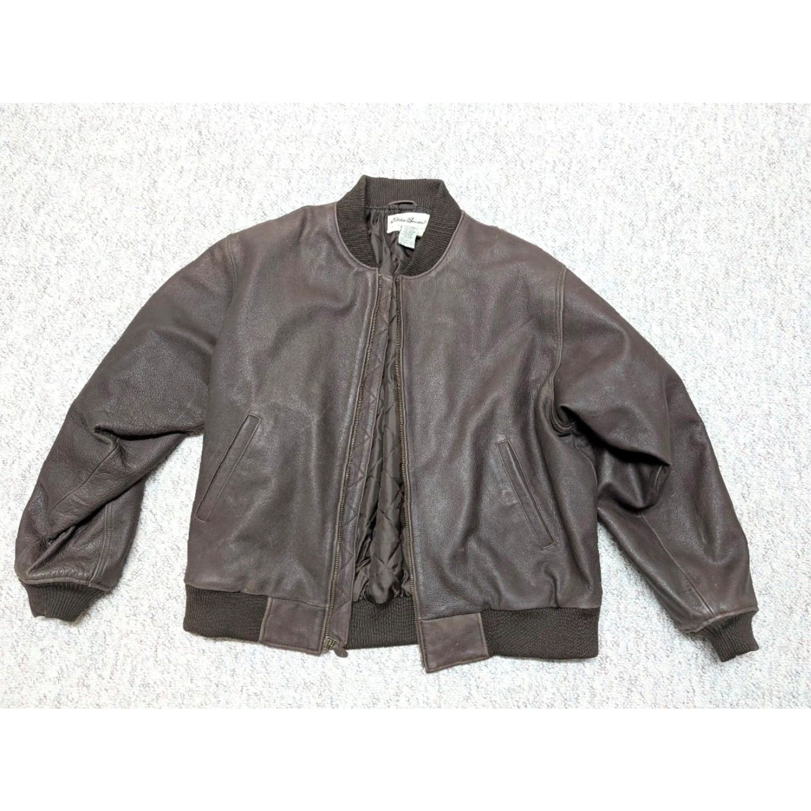 Eddie Bauer VINTAGE Eddie Bauer leather jacket XLT brown cowhide XL TALL bomber varsity Men XS? Size US XL / EU 56 / 4 - 3 Thumbnail