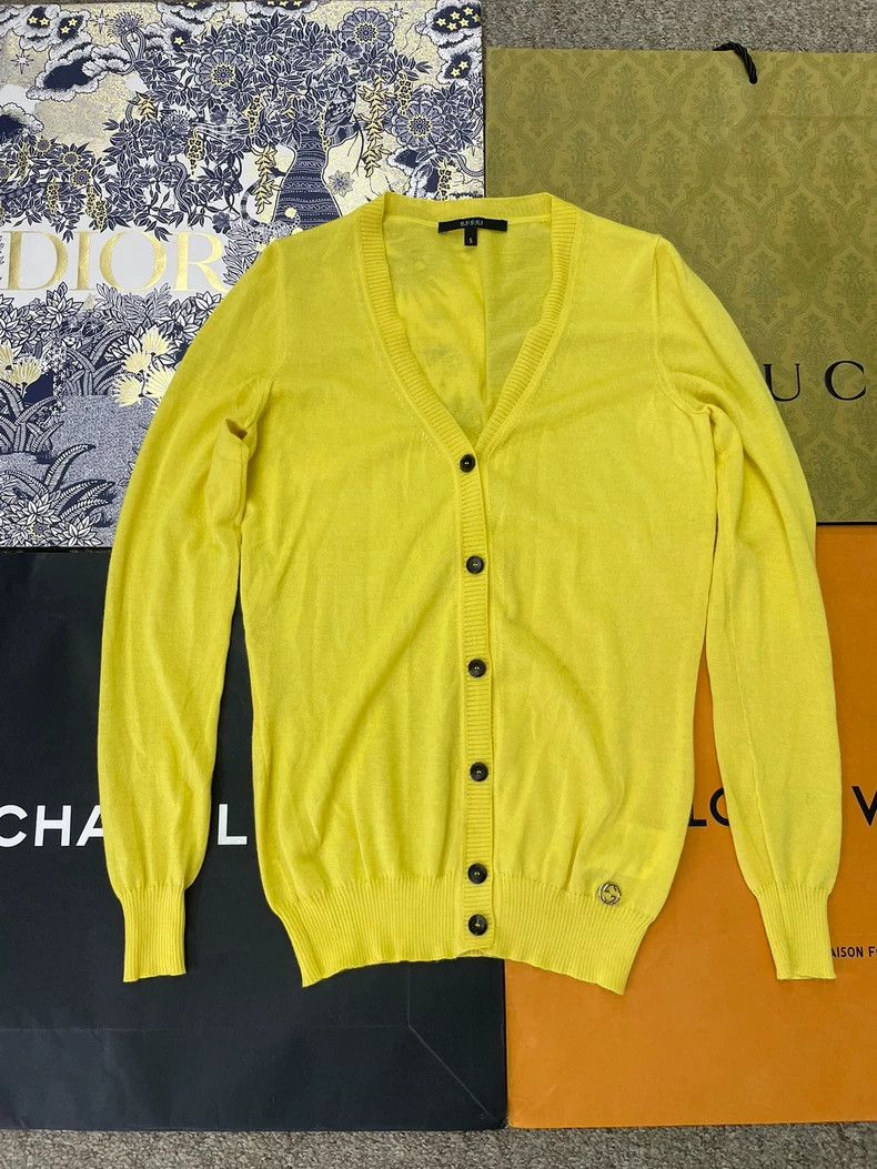 Gucci Gucci Yellow Cashmere Knit Cardigan S - dmc Size US S / EU 44-46 / 1 - 1 Thumbnail