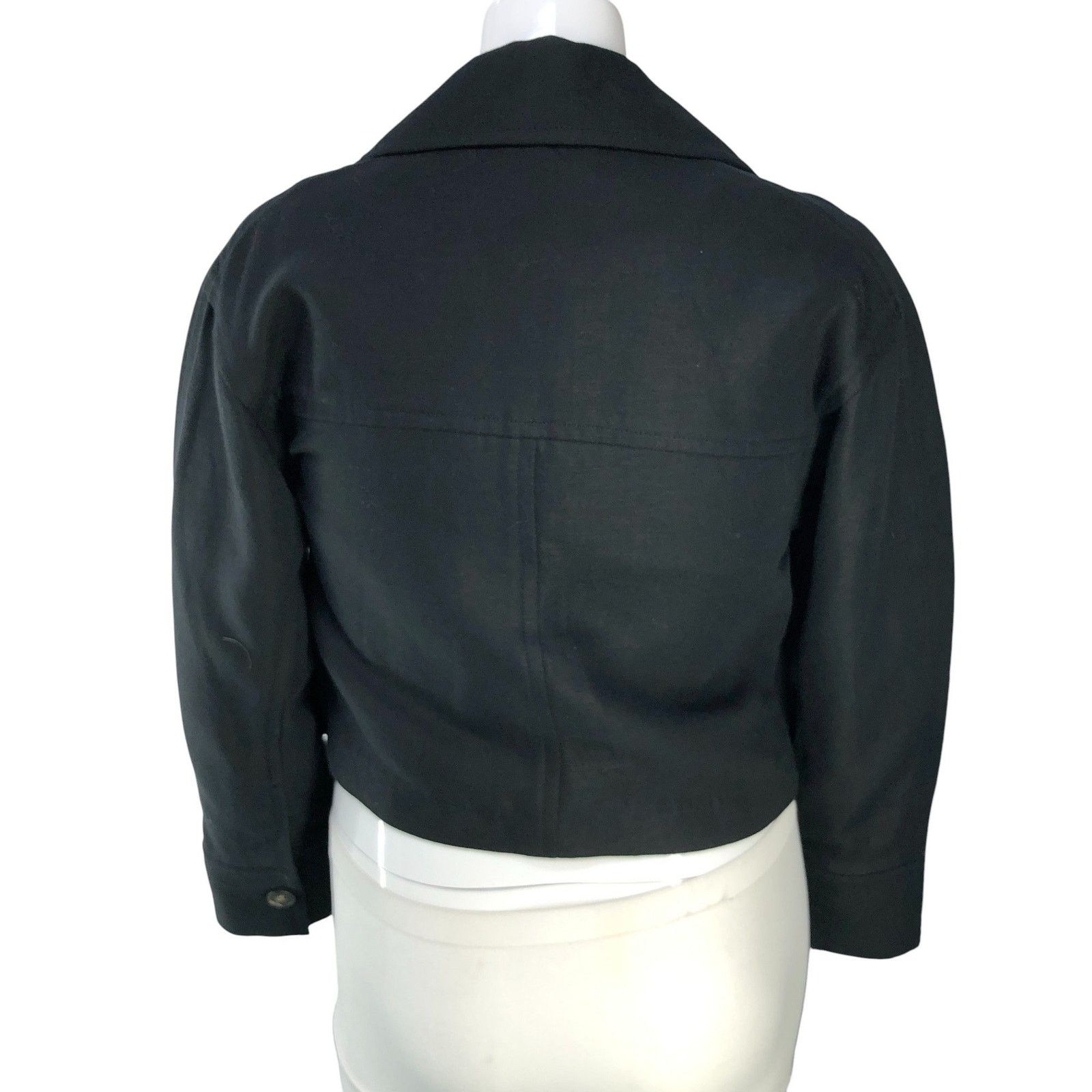 Vince Vince Jacket L Black Cropped Single Button Notch Lapel Linen Size L / US 10 / IT 46 - 8 Thumbnail