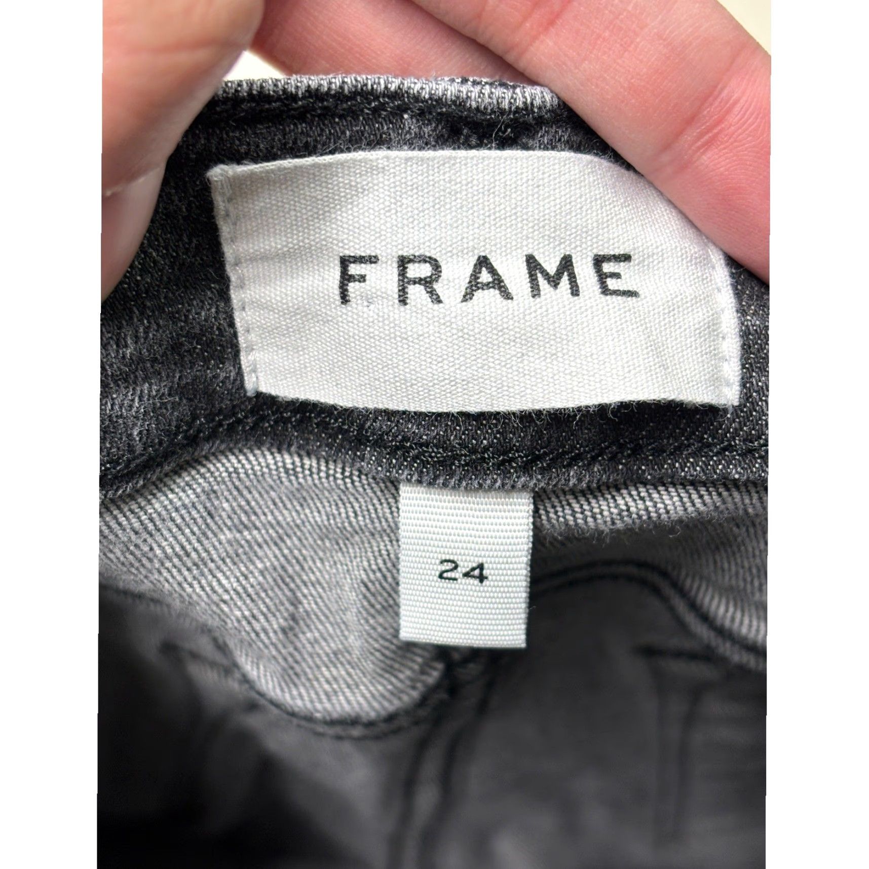 Frame FRAME Le High Straight Jeans Dark Wash Frayed Hem Women's Size 24x27 Size 42" / US 20 - 5 Thumbnail